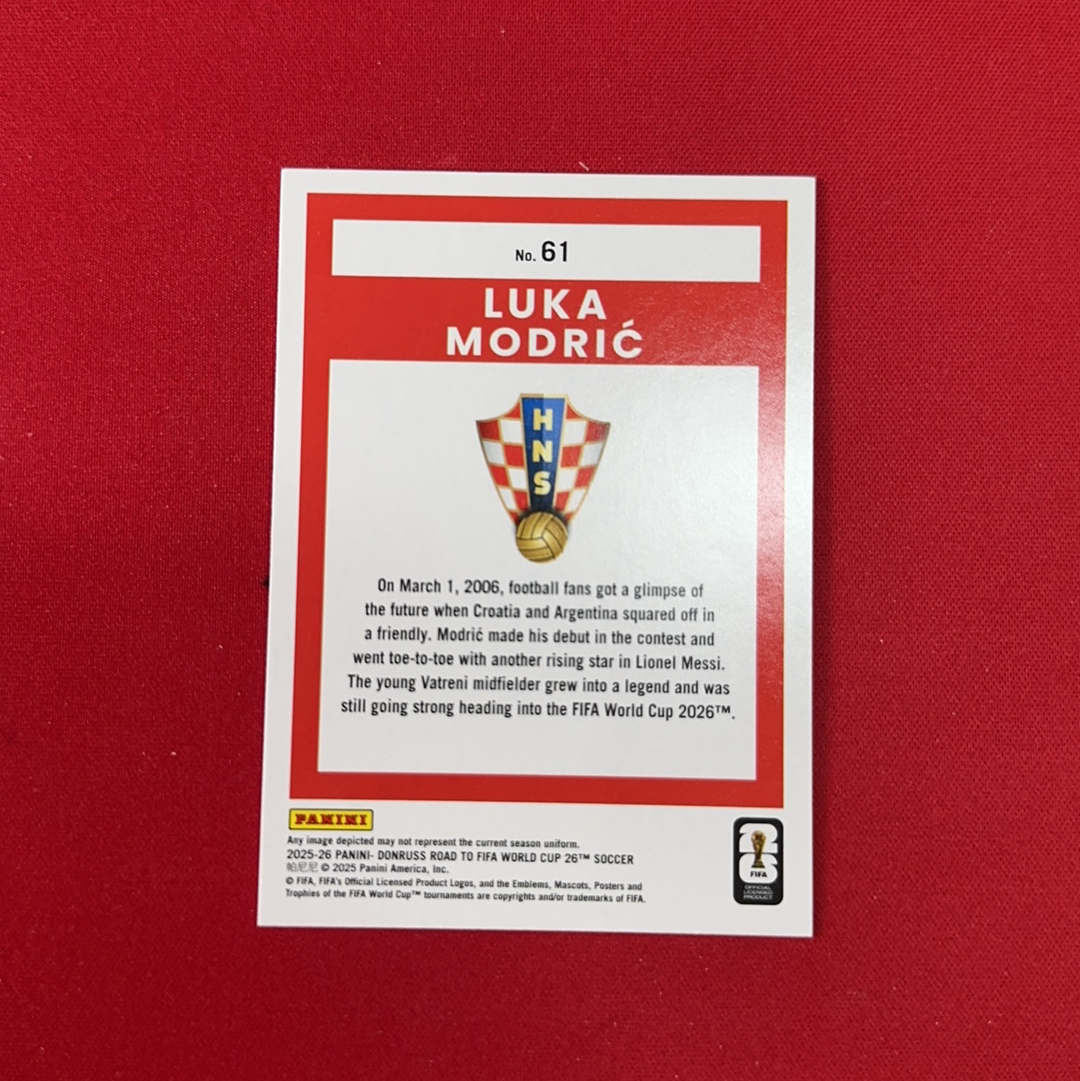 【四喜代拍】2025-26 Panini Donruss 世界杯 杜蕾斯 Luka Modric 莫德里奇 魔笛 克罗地亚 1 三色折特卡 卡品如图(polo)