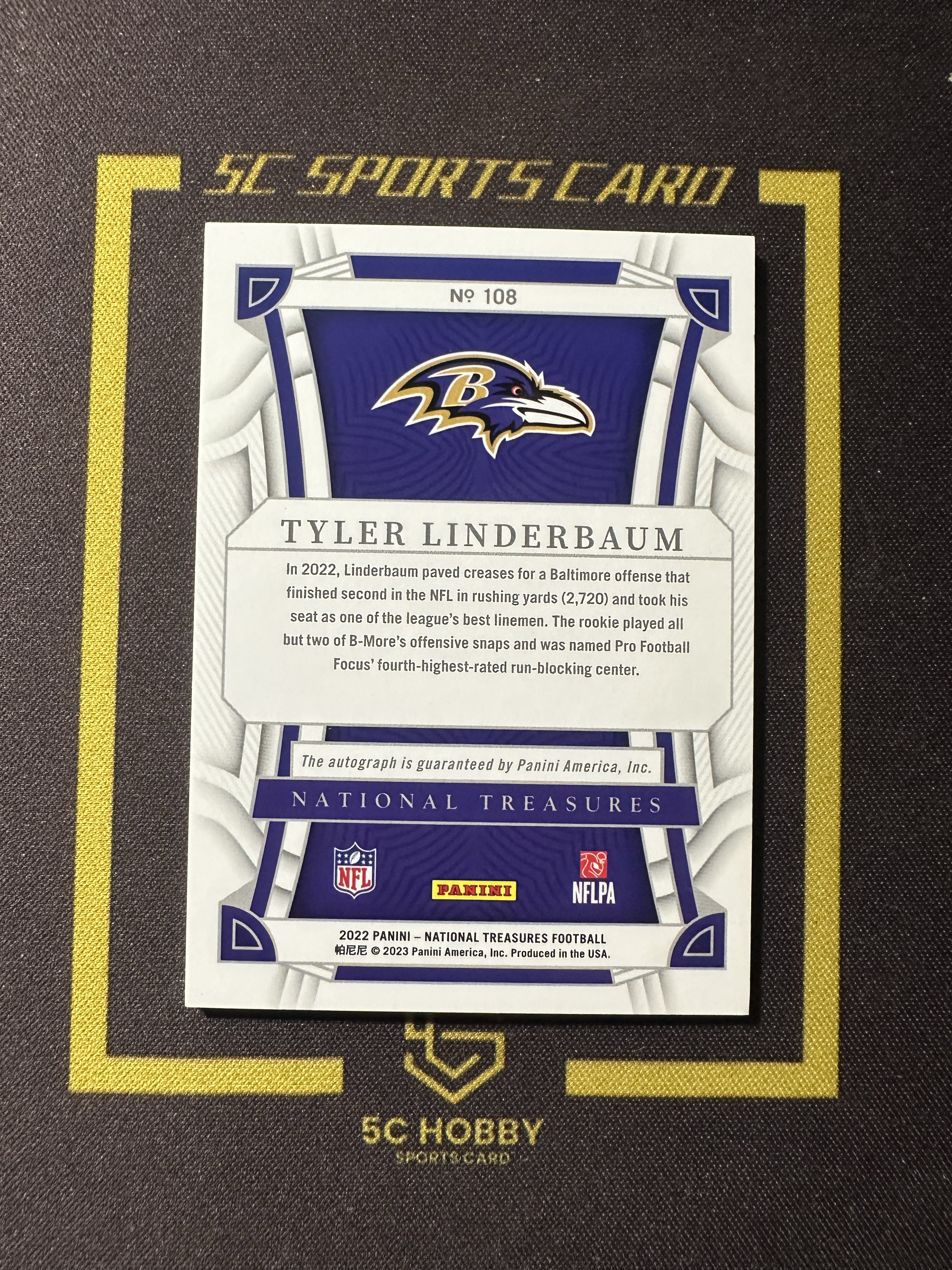 【主演出卡】 2022 panini 国宝 national treasures 橄榄球 乌鸦 Tyler Linderbaum 99编 卡品如图 凑套必备