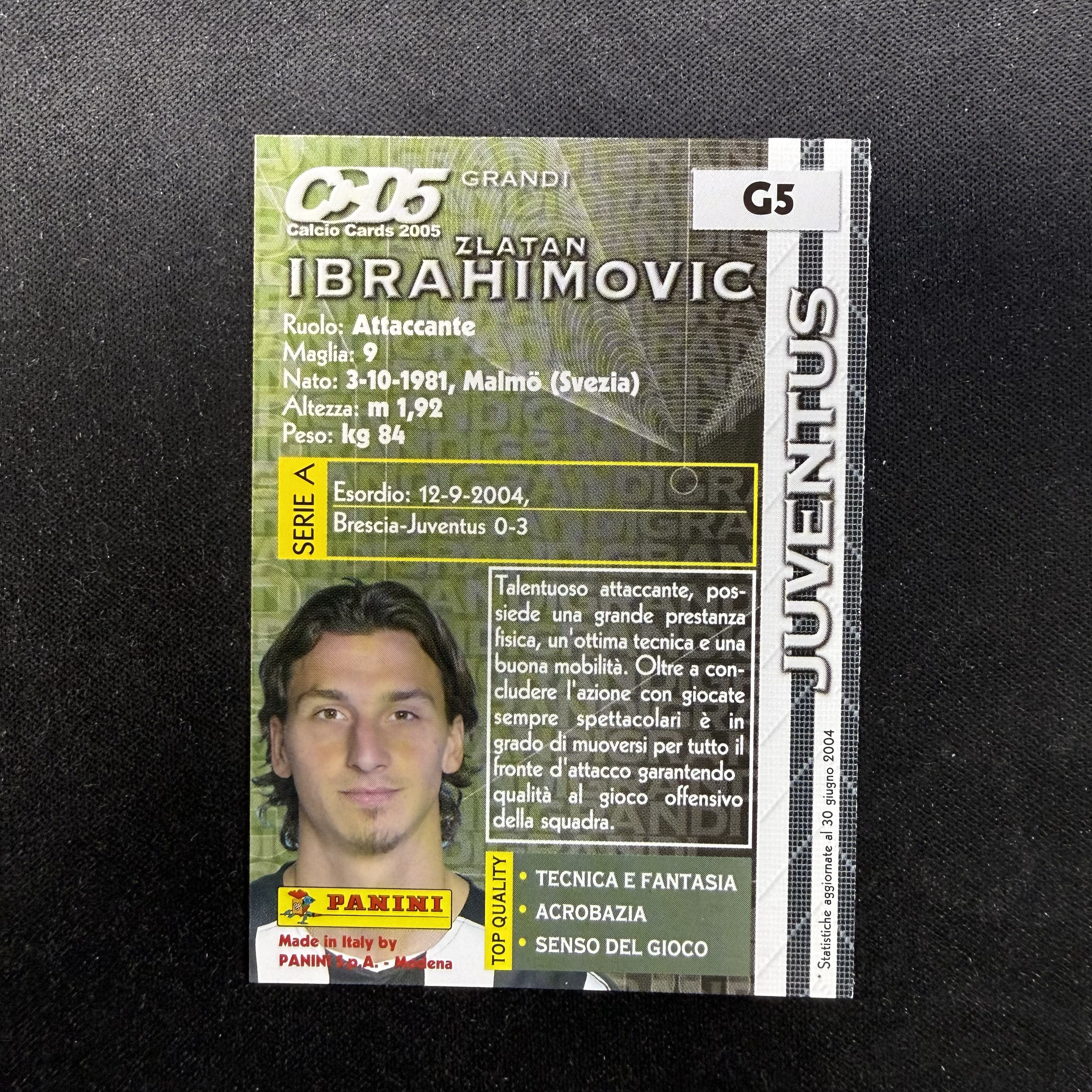 2005 Panini CALCIO Zlatan Ibrahimovic 【SC拍卖】意甲 伊布拉希莫维奇 伊布 尤文图斯 折射 经典老卡 收藏必备(小樽之恋)