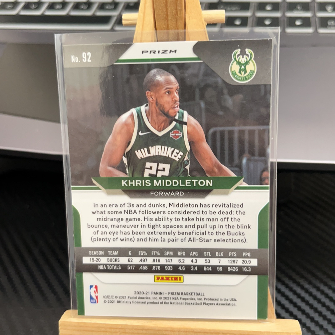 2020-21 Panini Prizm Khris Middleton 米德尔顿 雄鹿 三色折 折射 prizm系列 pz 卡品如图 瑕疵看图 看图 看图 !凑图必备 值得收藏.