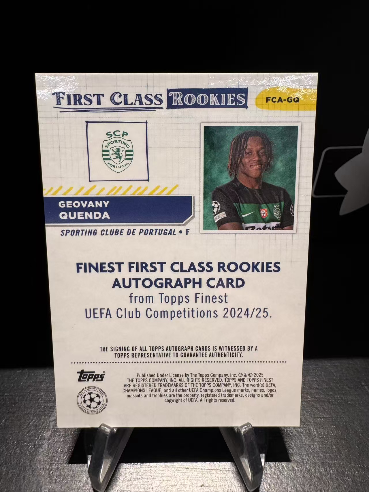 龖2024-25 Topps Finest Geovany Quenda 欧冠 葡萄牙体育 乔瓦尼 吉奥瓦尼 昆达 RC 新秀 First Class Rookies银折 签字 卡品如图 MJ002L