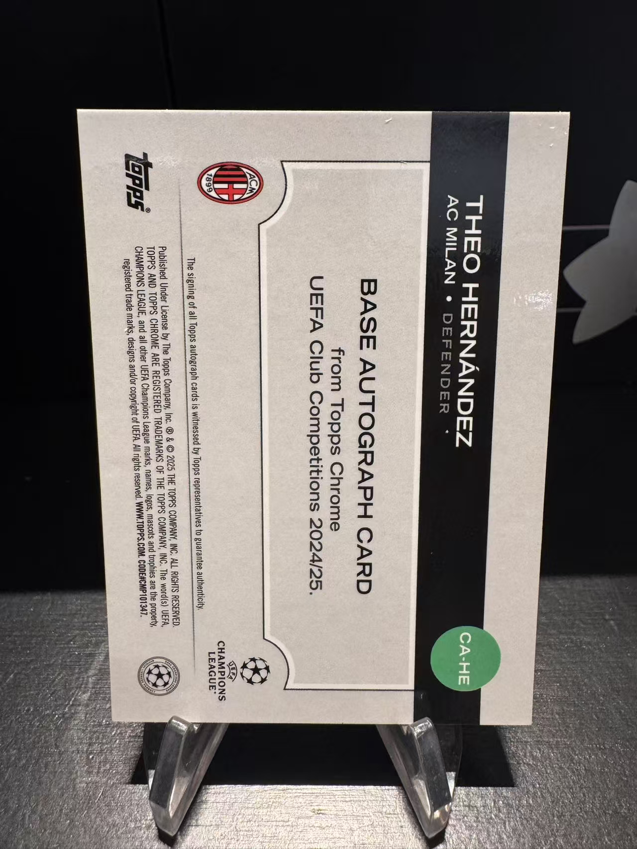 龖 2024-25 Topps Chrome 欧冠TC 特奥·埃尔南德斯 Theo Hernandez 005/150编 蓝熔岩折 完美签名签字 AC米兰皇家马德里 马德里竞技 卡品如图 MJ002L