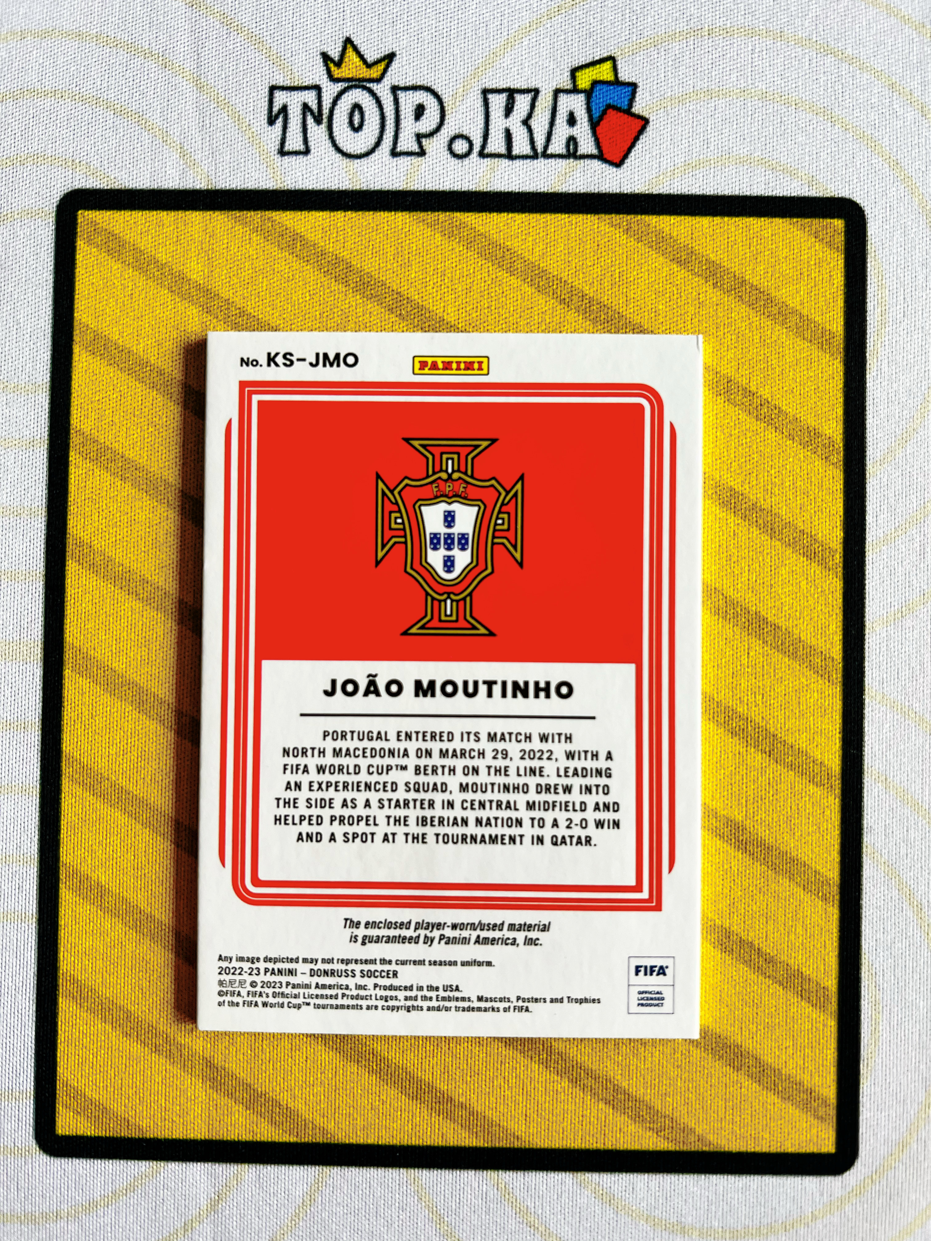 【顶尖卡社】 2022-23 Panini Donruss Joao Moutinho 若奥 穆蒂尼奥 小窗 球衣 物料 葡萄牙 详情看描述 瑕疵如图【LIUN】
