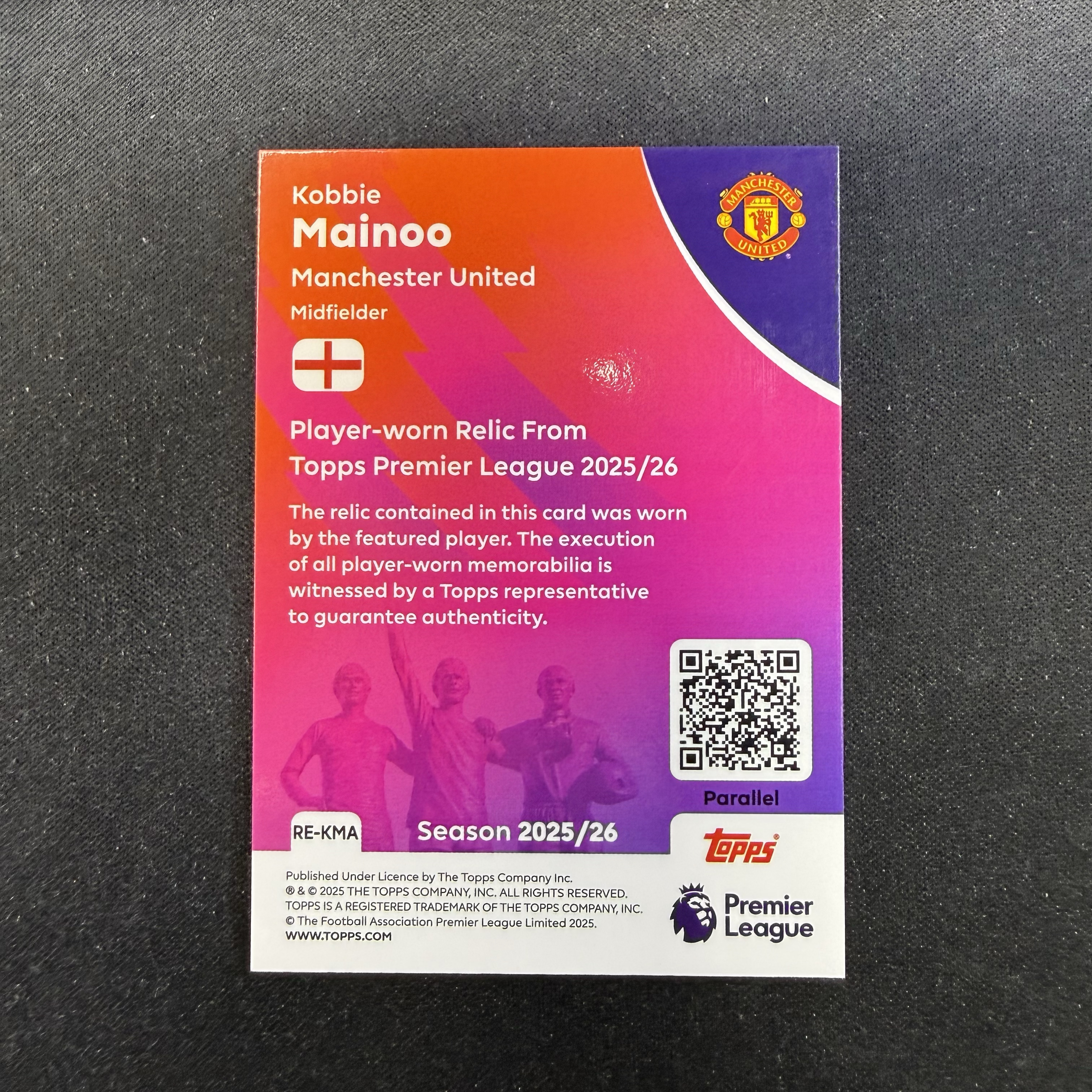2025 Topps PREMIER LEAGUE Kobbie Mainoo 【SC拍卖】英超 梅努 曼联 116/199编 小窗物料 亲穿 收藏必备(ing哥)