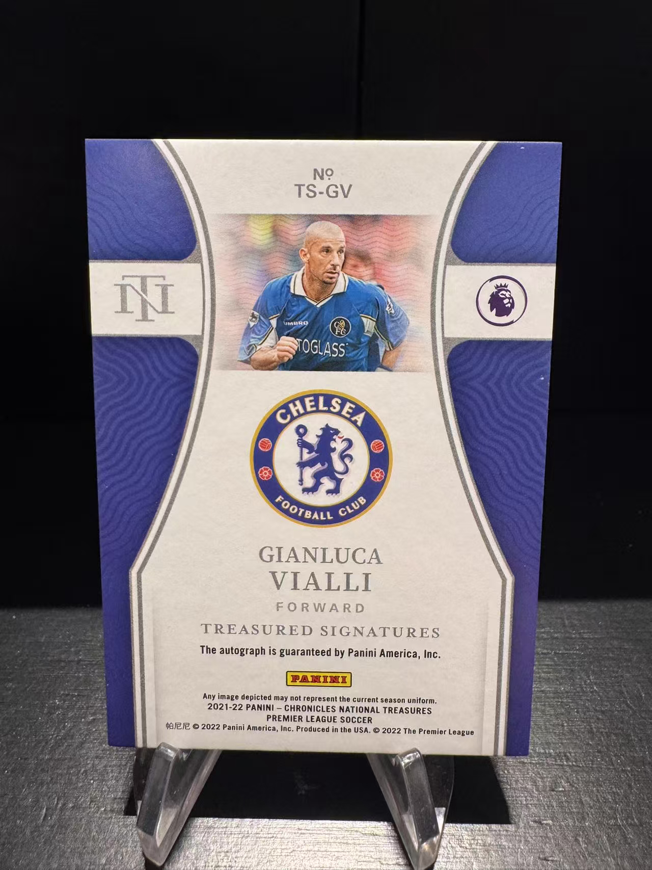 龖2021-22 Panini National Treasures gianluca vialli 编年史 英超 国宝 切尔西 詹卢卡 维亚利 49/89编 签字 卡品如图 MJ002L