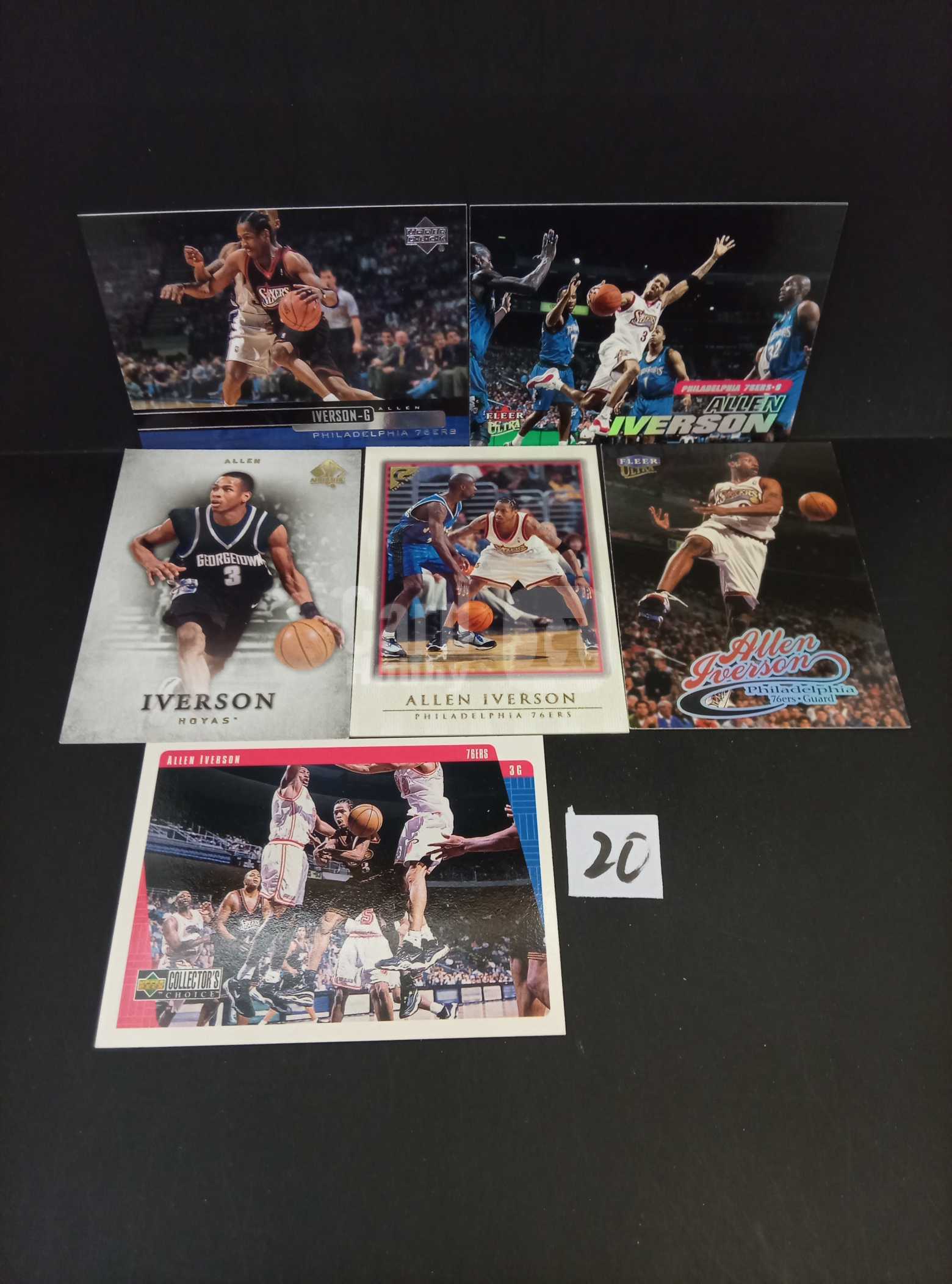 【DC拍卖】7.19 艾伦・艾弗森 6 张球星卡合集 Upper Deck/Fleer 76 人队 / 乔治城大学 多系列老卡