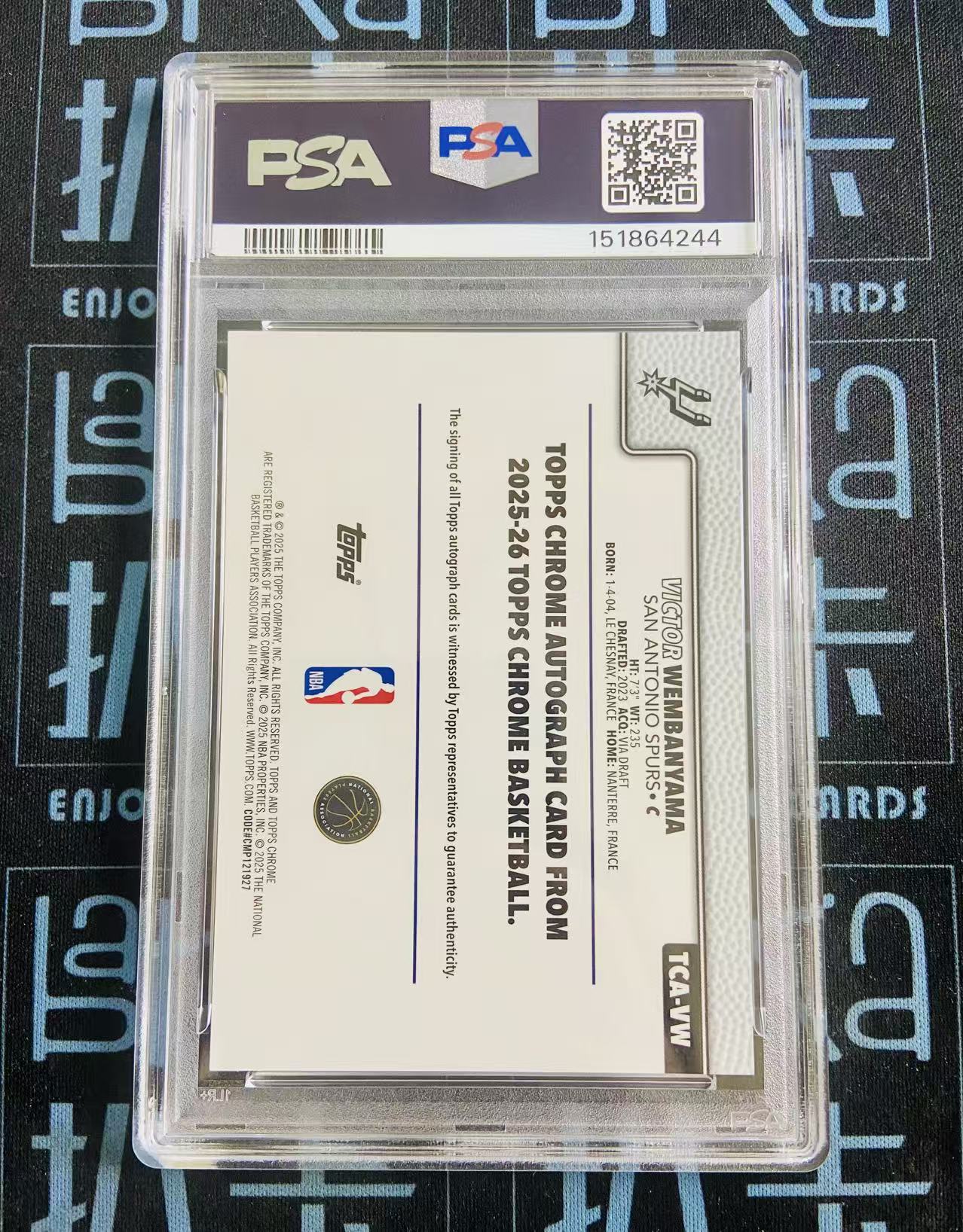 【扒卡拍卖 拍前请读描述】2025 Topps Chrome Victor Wembanyama TC 文班亚马 /25编 橙折 最正的一版 签字 卡签 Auto 低编SSP PSA9分 马刺 大热状元 系列HIT 无敌大炮1002BK02