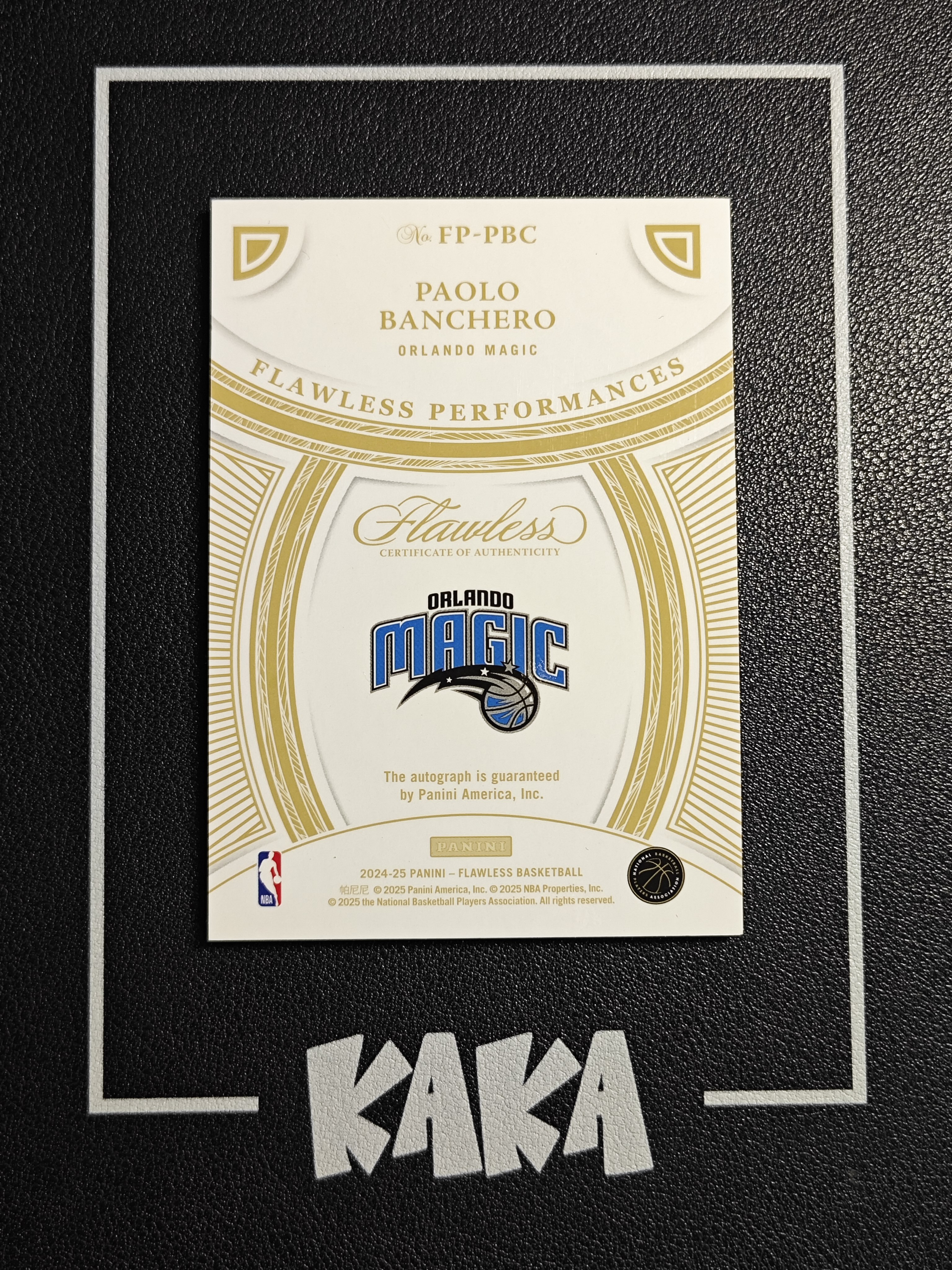 【KAKA】2024-25 Panini Flawless Paolo Banchero 手提 魔术 保罗 班凯罗 班切罗 25编 卡签 白金闪版 签字 轻印如图 景艺