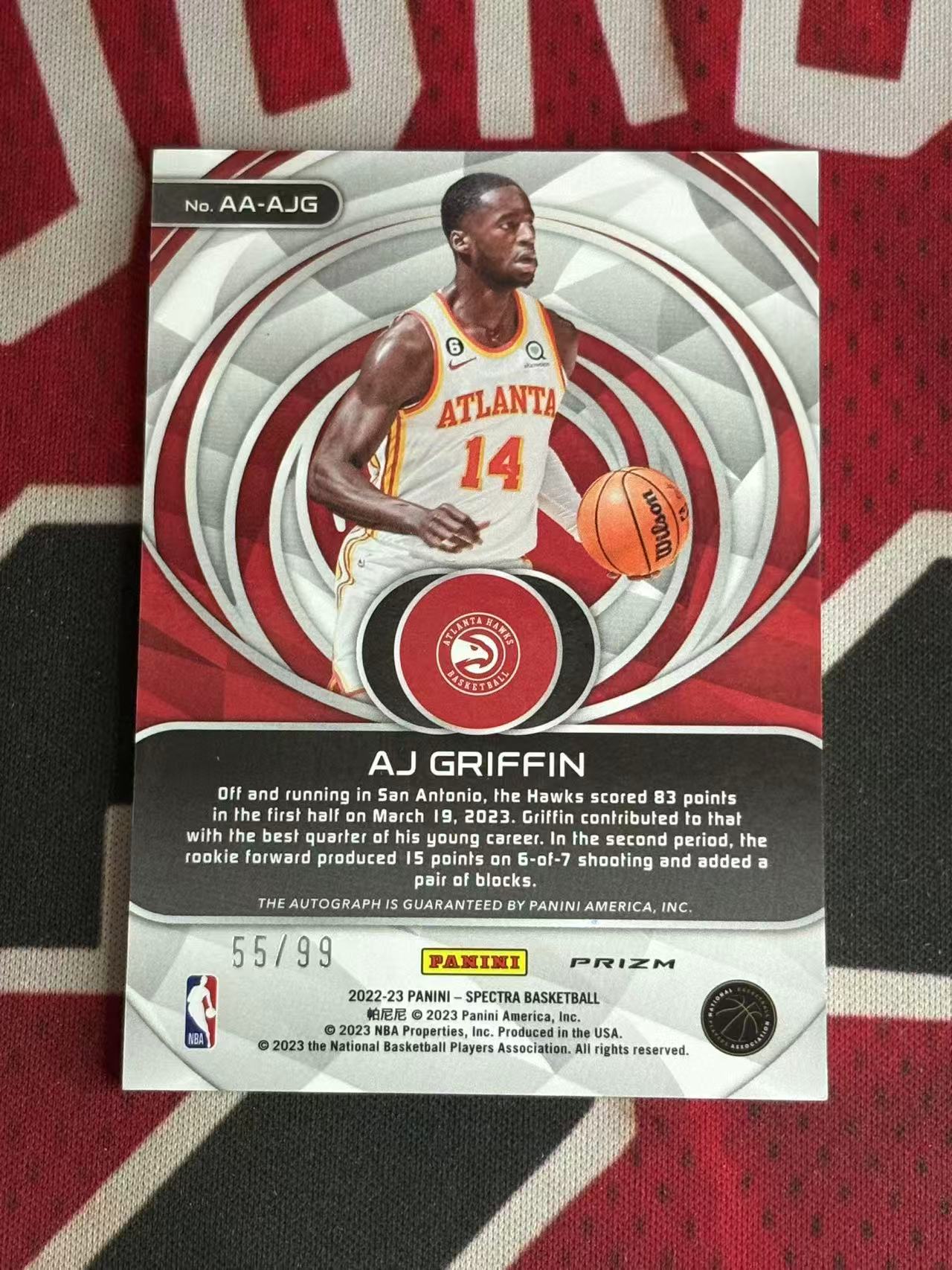 2022-23 PANINI SPECTRA AJ Griffin 光谱系列 老鹰 新秀RC AJ格里芬 99编 签字卡 辐射签 绿折 折射 专收凑套必备【烂臭嘴拍卖】