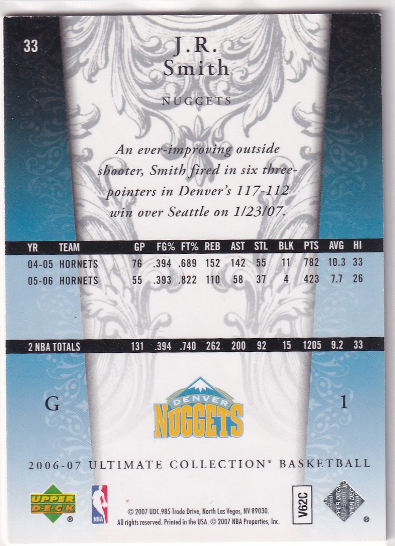 【thebighit】不累计TTB.06-07 UD Ultimate 终极 JR 史密斯 499编 经典老卡 卡品如图
