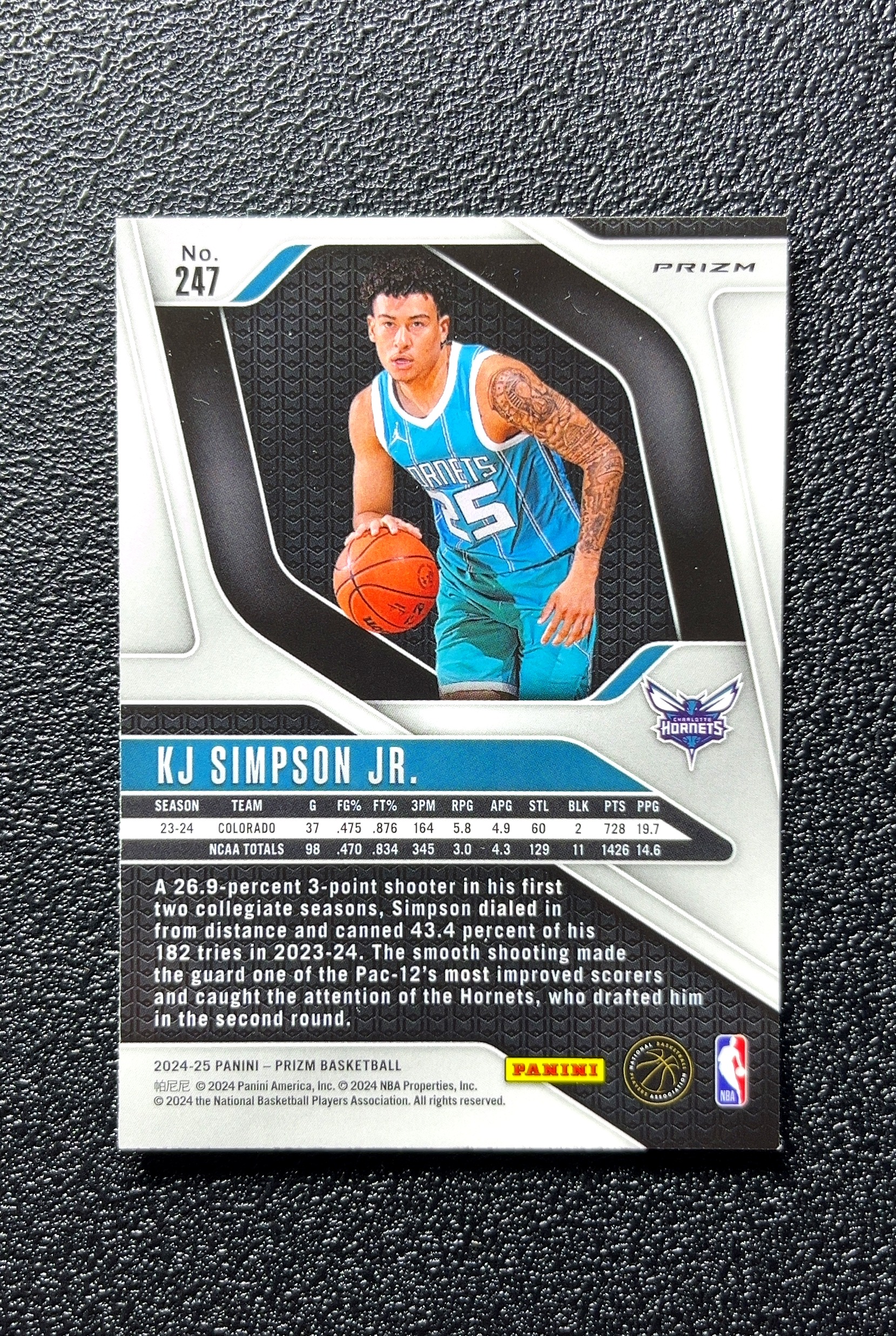 【小白1%代卖】2024-25 Panini Prizm Rookie RC Card 新秀卡 KJ SIMPSON JR. ·辛普森 银折 折射 新秀 RC 卡品如图 高价值 0712
