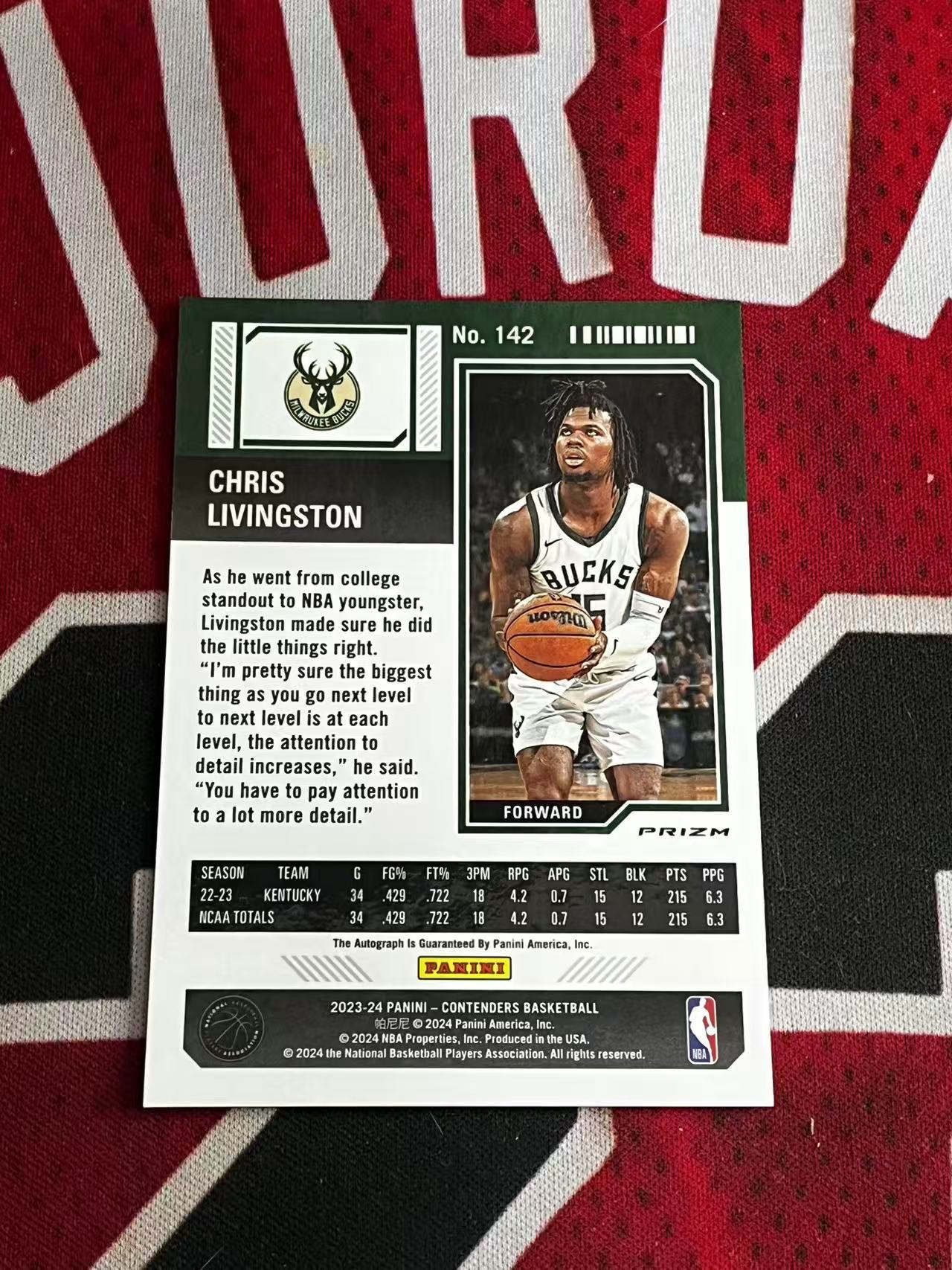 【接寄拍费率低至5%含卡淘手续费】2023-24 PANINI CONTENDERS 球票系列 雄鹿 新秀RC 克里斯利文斯顿 签字卡 卡签 正新秀球票签字卡 银折 折射【烂臭嘴拍卖】