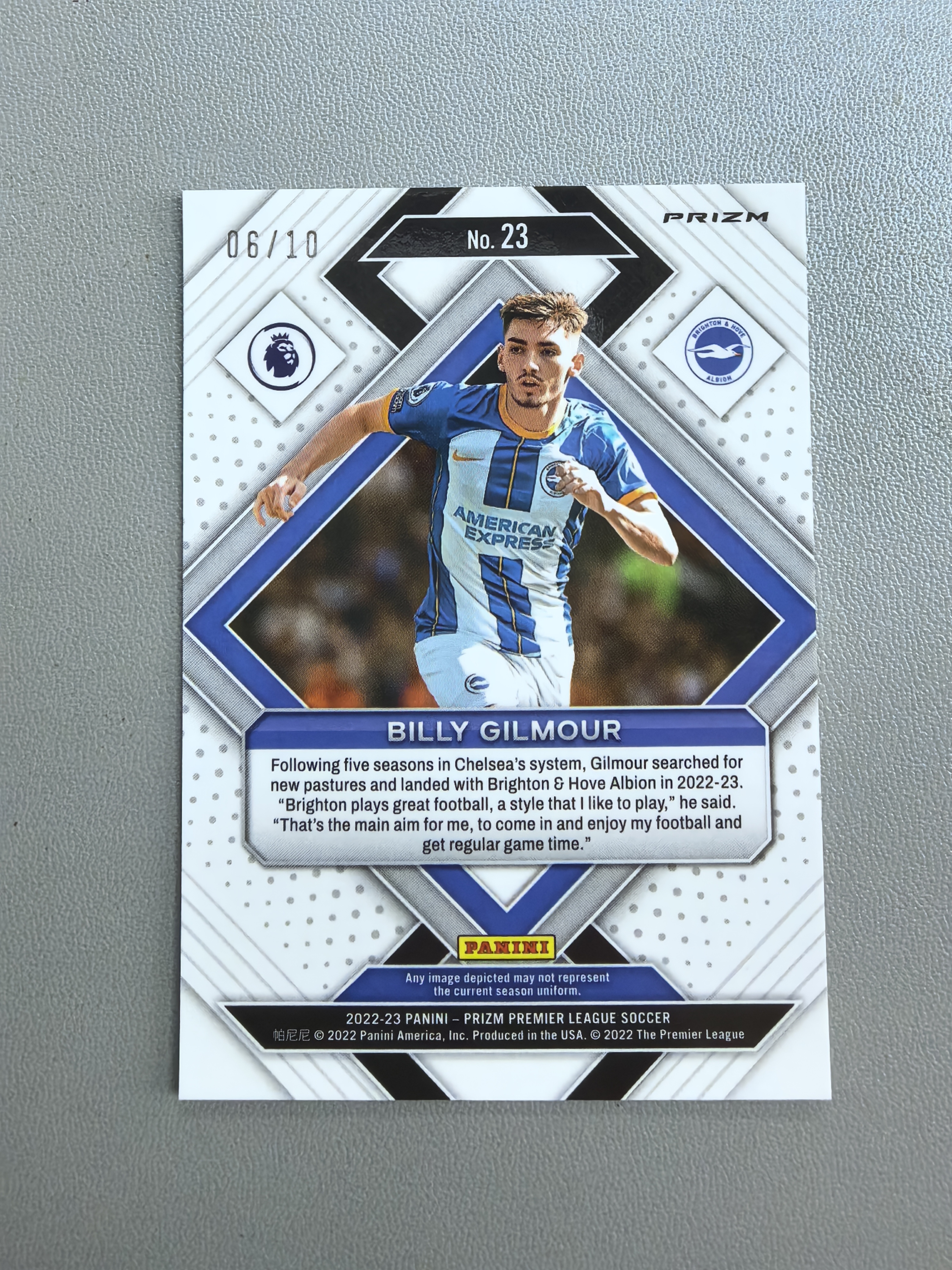 2023-24 Panini Prizm Billy Gilmour 英超 切尔西 布莱顿 那不勒斯 比利 吉尔摩 金折 10编 新星特卡