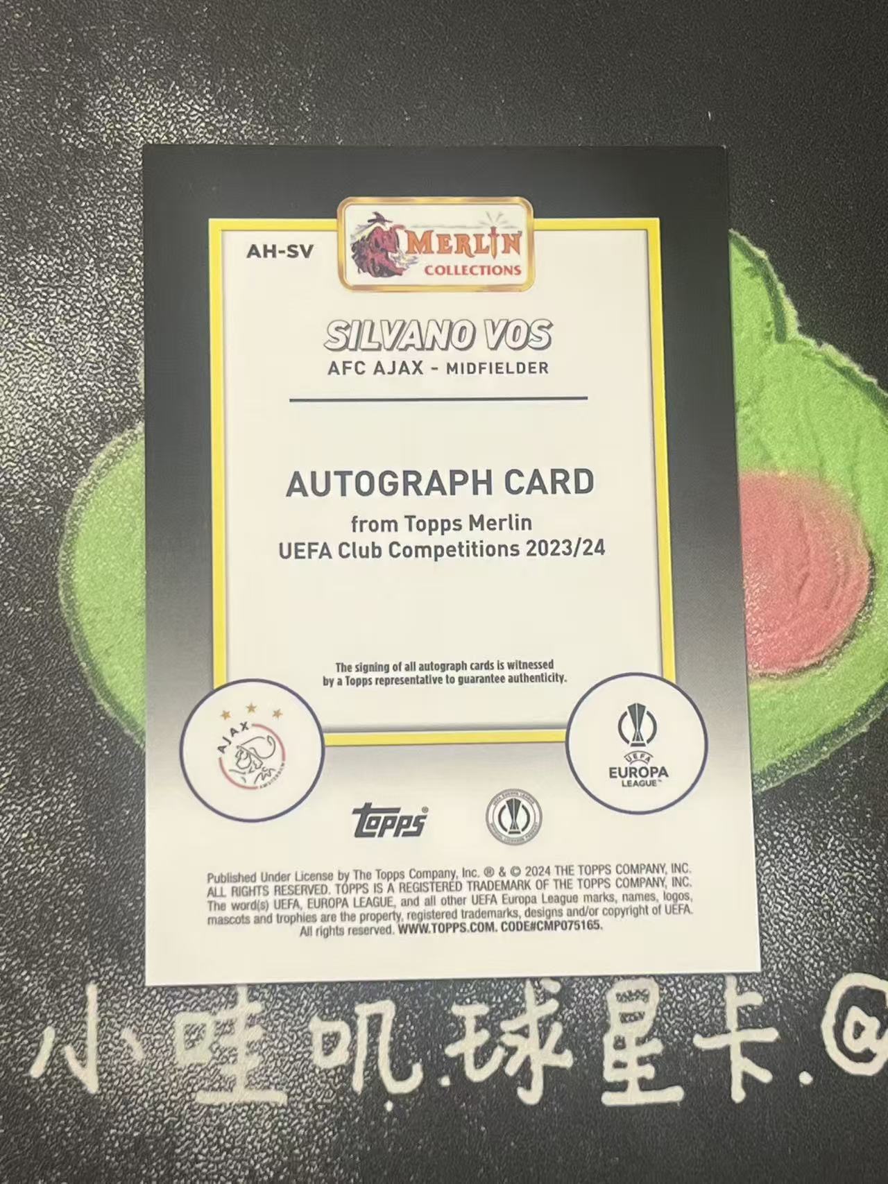 2024 Topps Merlin Silvano Vos 欧冠 阿贾克斯 西尔瓦诺 新秀 RC 银折 签字 微瑕如图【ZYP代拍】望灯