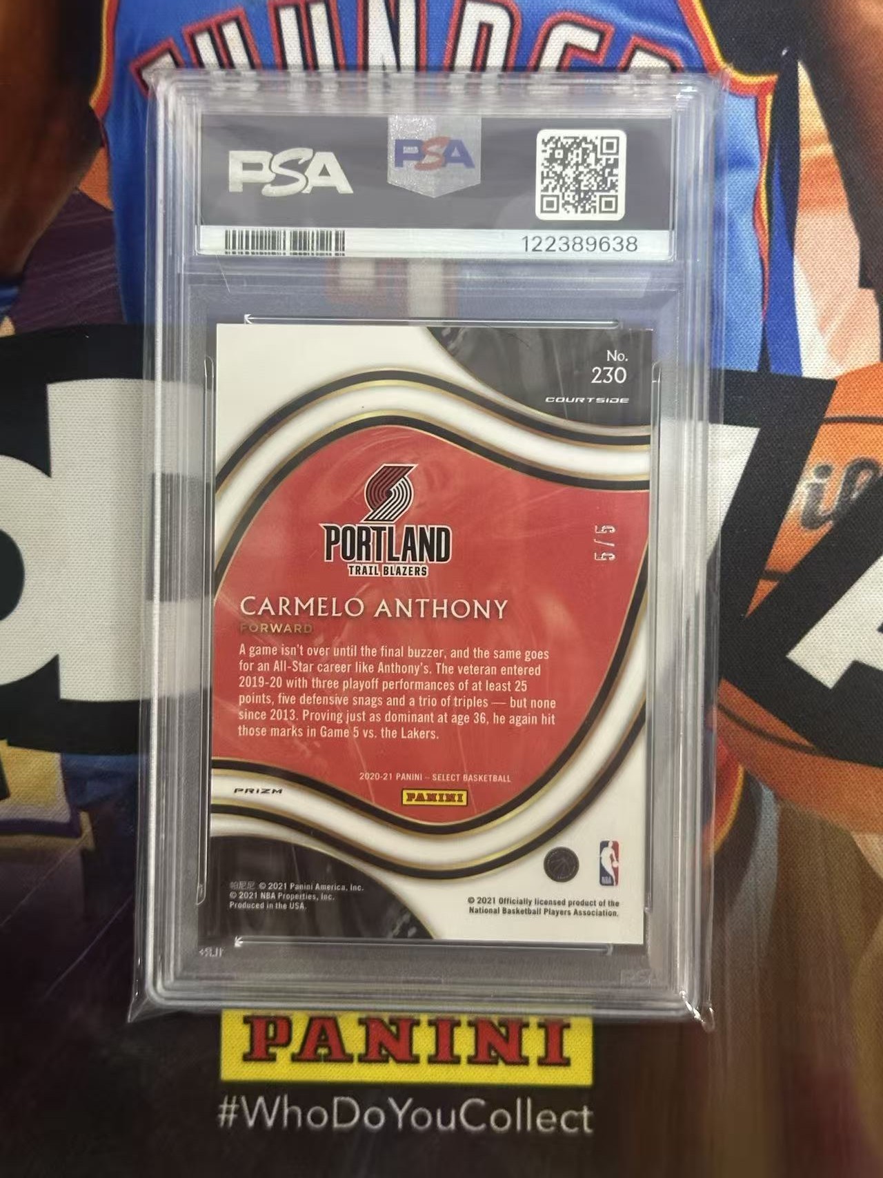 2015-16 Panini Select Carmelo Anthony 【小猪包代卖】开拓者 卡梅隆 安东尼 5/5编 尾编 甜瓜 三级 绿泡泡 PSA9分 快攻独占 base llt