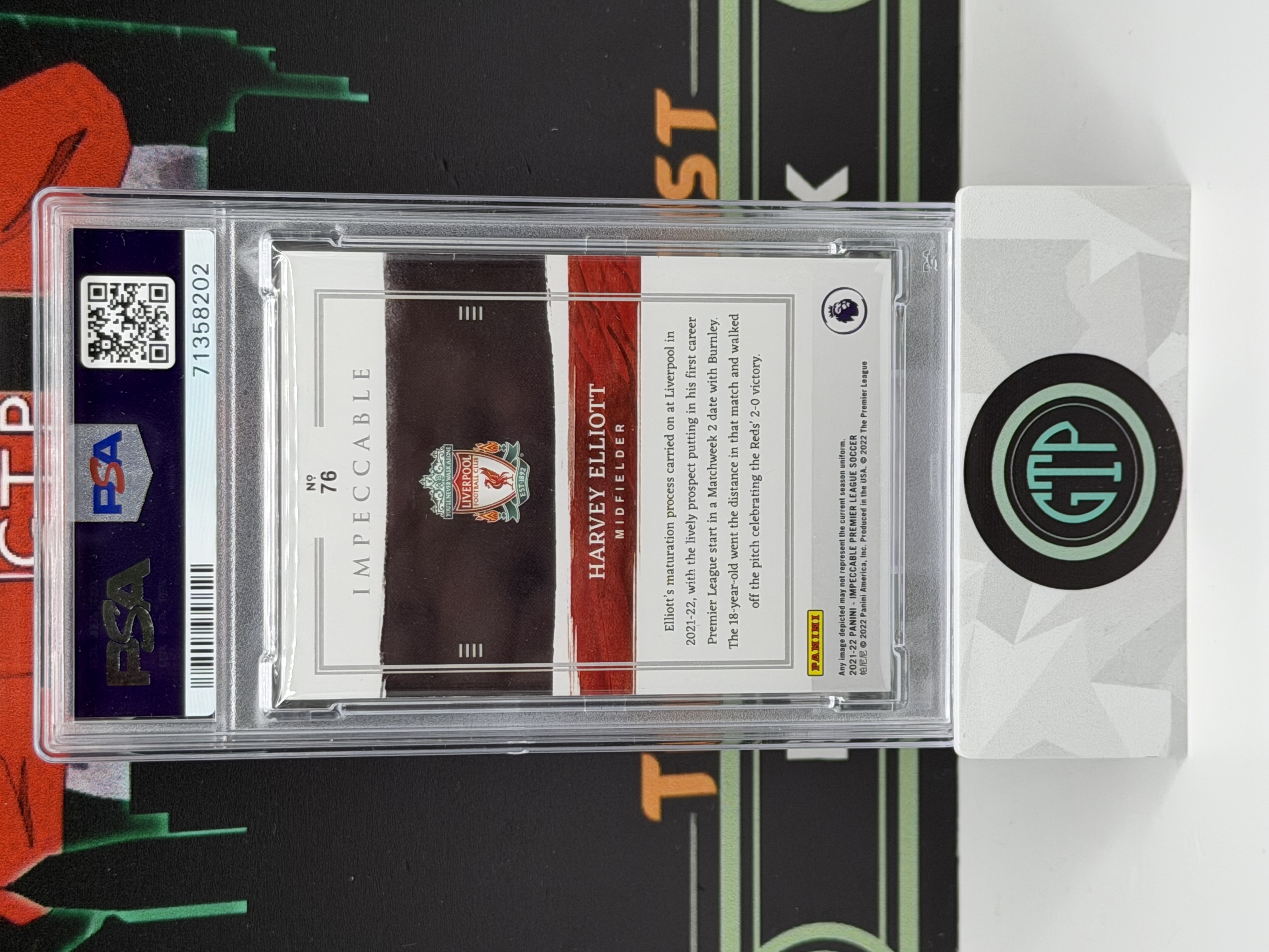 【GTP拍卖】2021-22 Panini Impeccable PL Harvey Elliott 埃利奥特 Platinum 1/1 1of1 PSA 8 RC 新秀 独一无二 超级一编 利物浦 英超 Liverpool FC