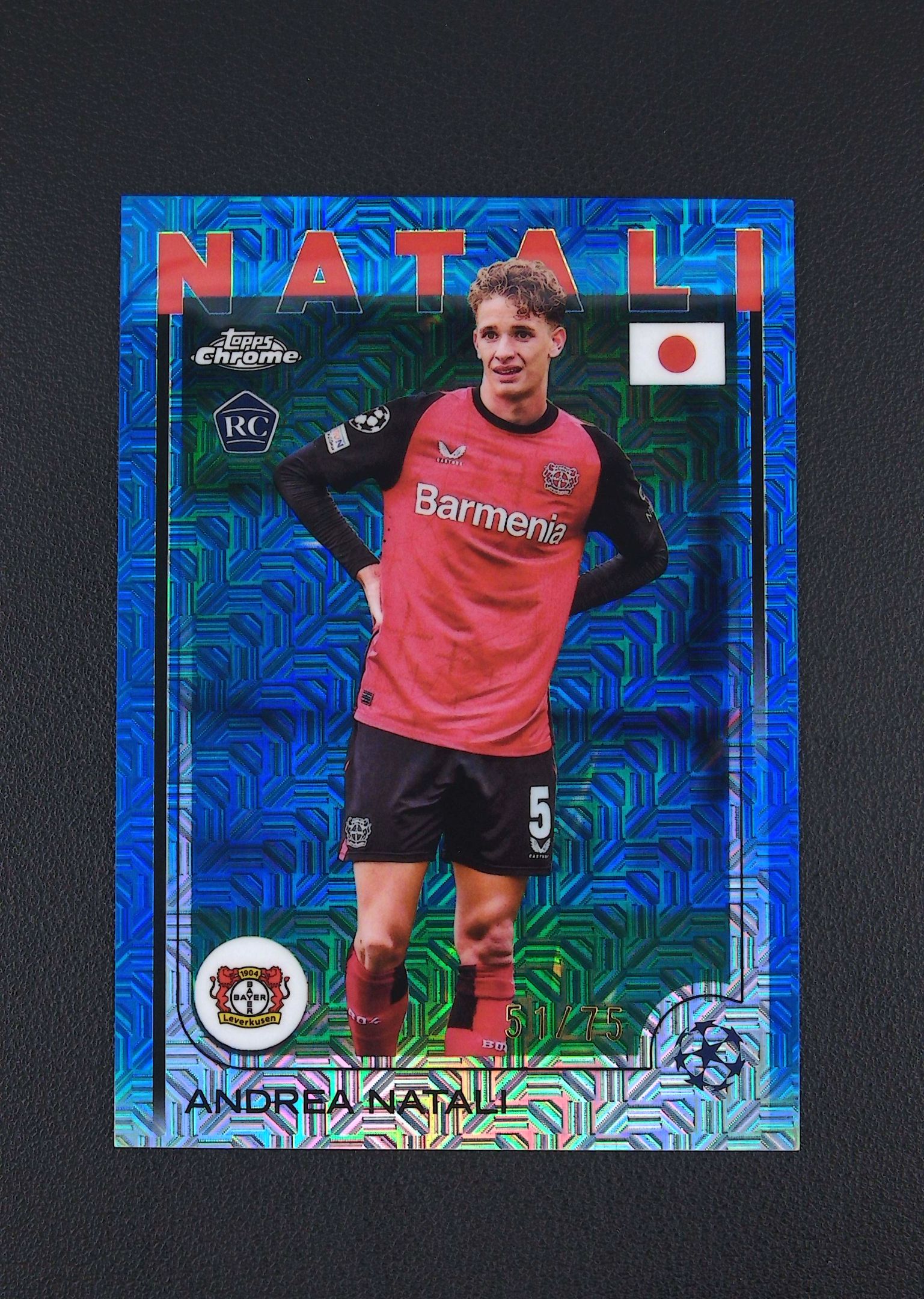 2024-25 Topps Chrome Andrea Natali RC 多米拍卖 （Owen.C） 安德烈娅 纳塔利 勒沃库森 欧战樱花 蓝迷宫折 51/75编 卡品如图 收藏佳品