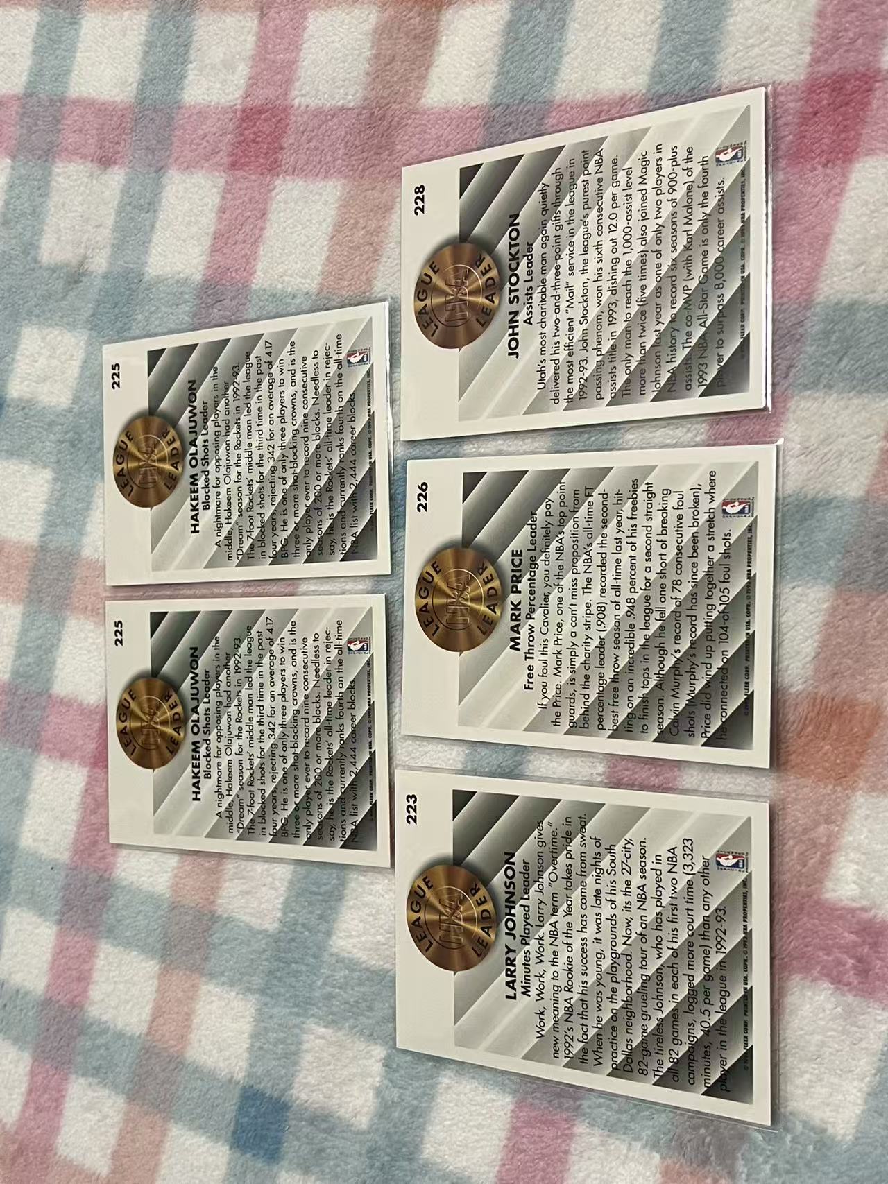 1993 Fleer NBA 5张打包 奥拉朱旺 拉里约翰逊 马克普莱斯 斯托克顿【老人 老卡 老特】#798