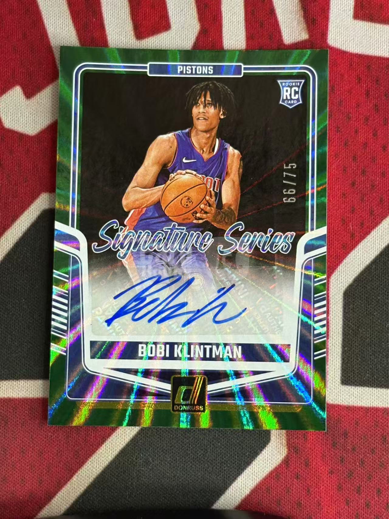 2024-25 PANINI DONRUSS OPTIC 杜蕾斯系列 BOBI KLINTMAN 活塞 新秀RC 博比克林特曼 75编 签字卡 新秀签 SS签 绿佛光折 折射【烂臭嘴拍卖】