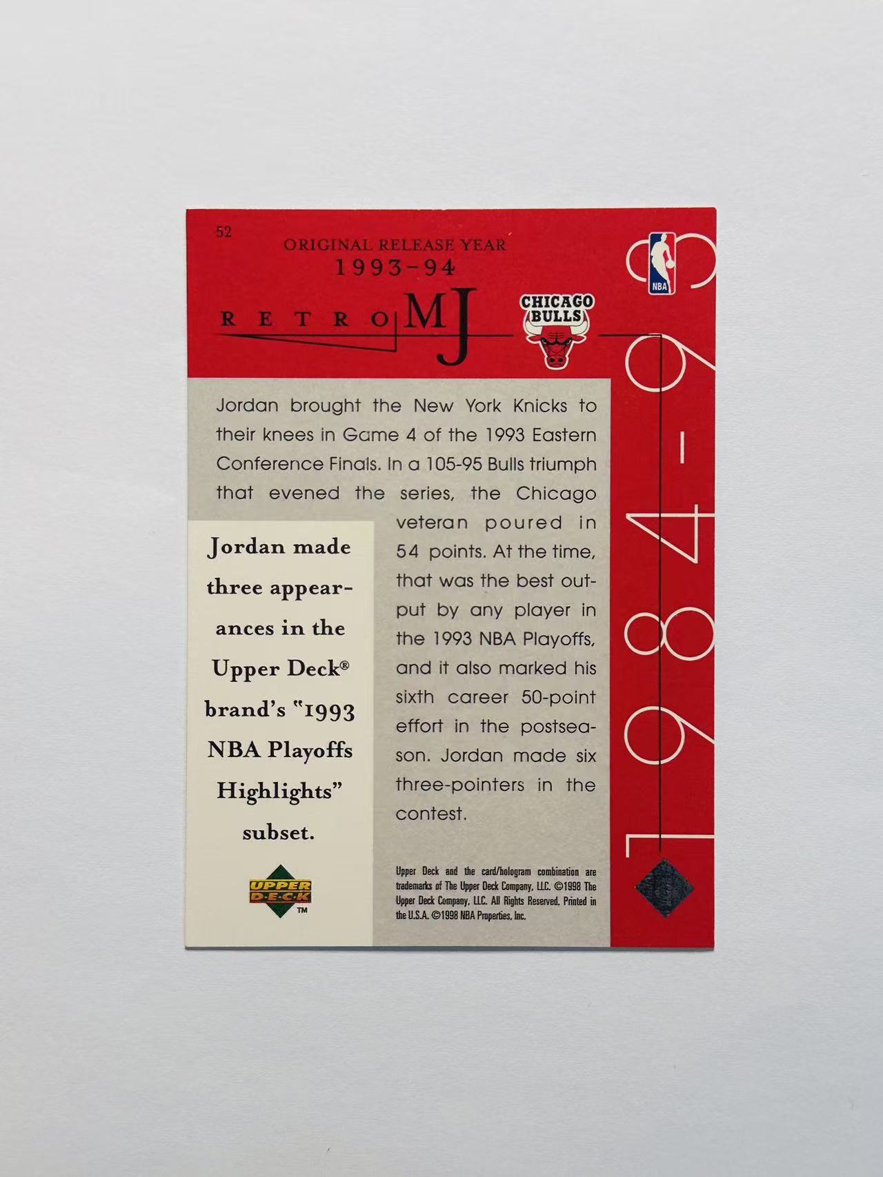 1998 Upper Deck nba Michael Jordan 嘿嘿代卖 历史第一人 突破上篮选图 迈克尔 乔丹 公牛 篮球之神 飞人 经典老特 收藏必备