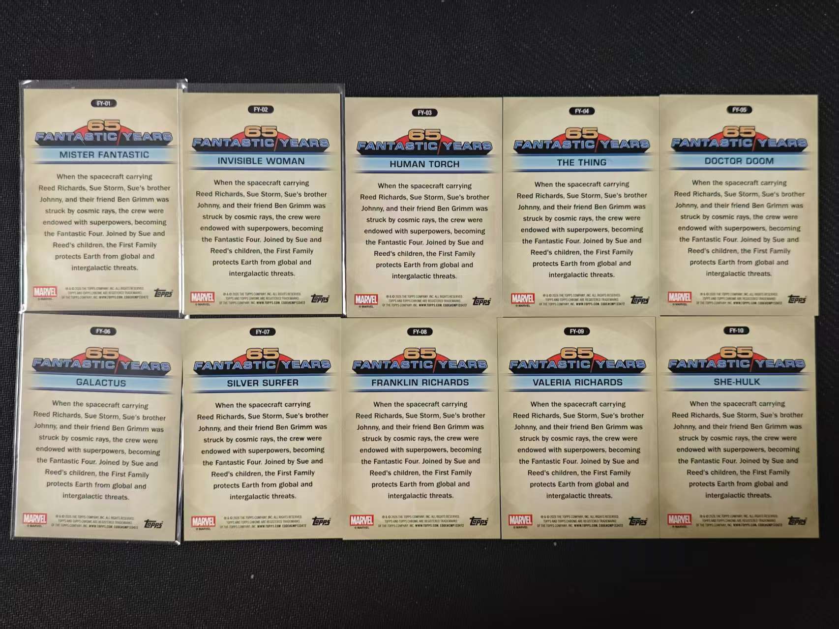 2026 Topps Chrome 经典漫画封面特卡 【有品代卖】漫威 MARVEL FY特卡 神奇先生 霹雳火 毁灭博士 女浩克 1套10张打包 值得收藏 折射 卡品如图/sushi