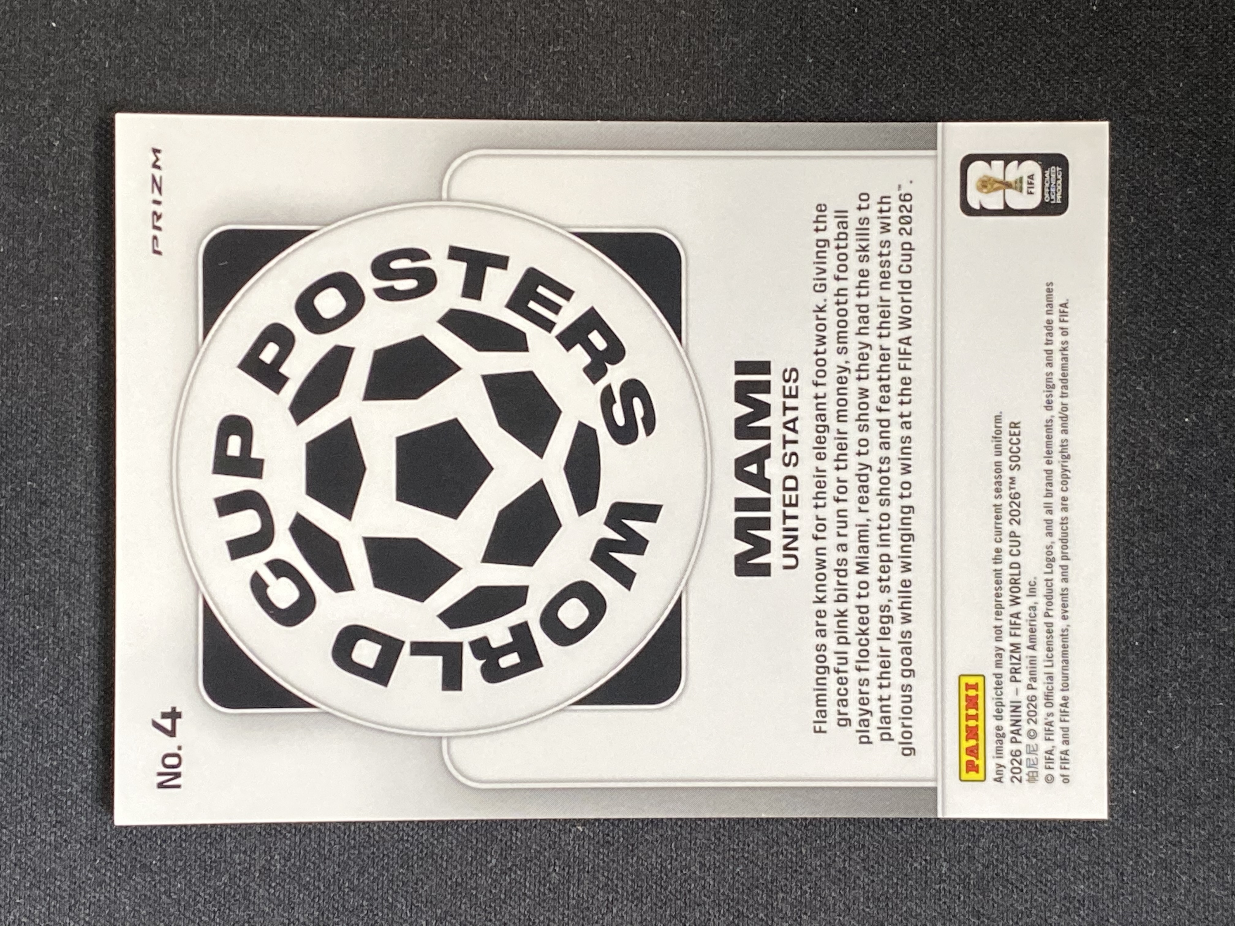 【小幻拍卖】2026 PANINI PRIZM MIAMI 世界杯 美国 迈阿密 举办城市 海报特卡 折射 大比例 SSP 微瑕如图-ZLZ-【A】