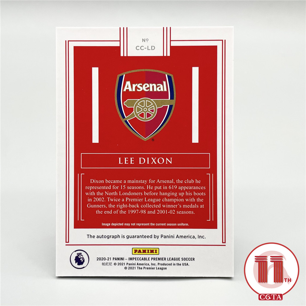 【CGTA 卡签】2020-21 Panini Impeccable 英超小真金 阿森纳 李迪克逊 10/25编 银折 完美签字 Canvas 油画 画布签 卡签 卡角轻印如图 英格兰 Lee Dixon 越秀山2679089 #xjj#