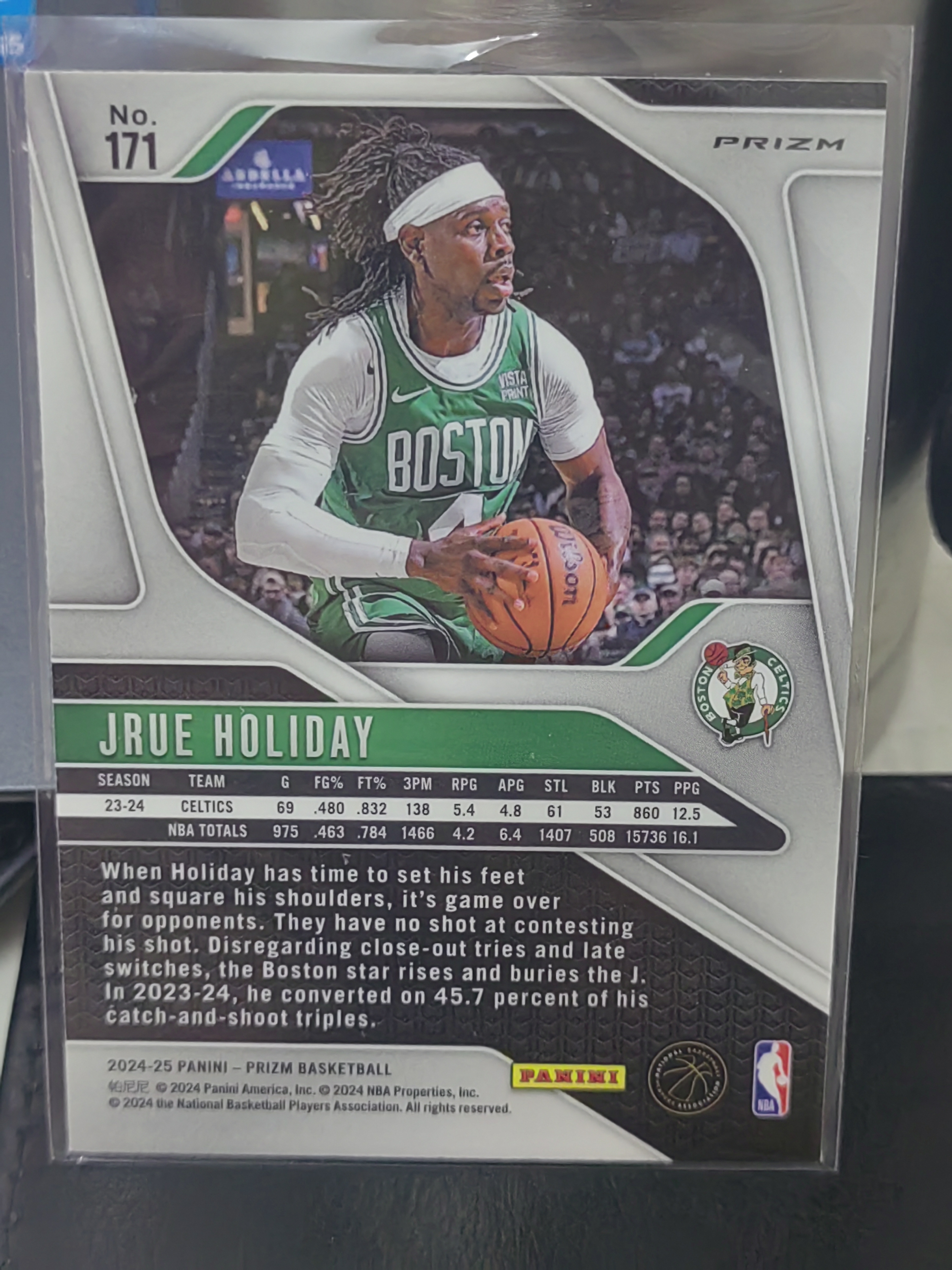 2024-25 Panini Prizm Jrue Holiday PZ 红波纹折 朱霍勒迪 凯尔特人篮 白边白角 不保卡品 卡品如图
