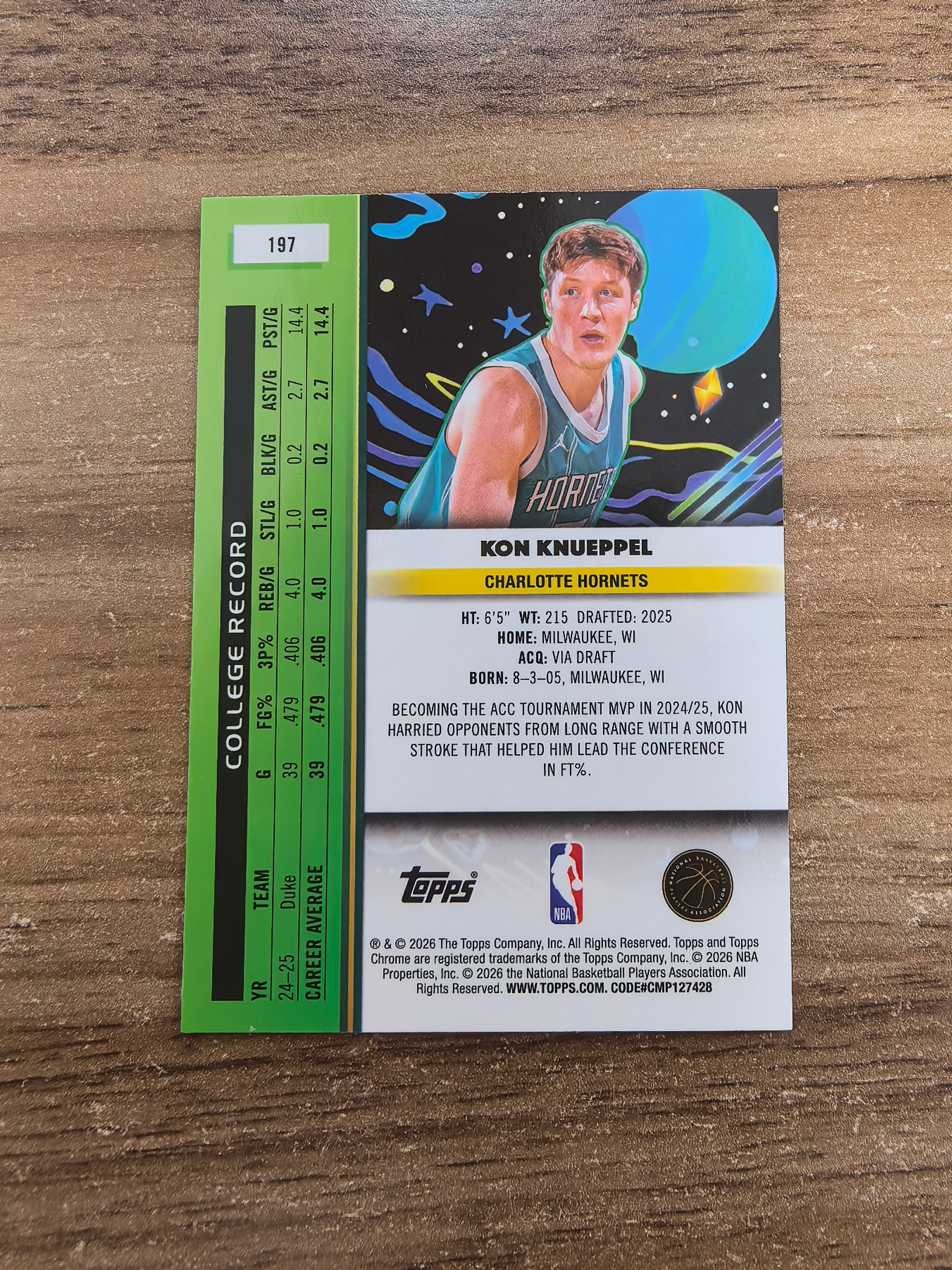 2026 Topps Cosmic Chrome Kon Knueppel RC 宇宙 黄蜂 康克努佩尔 新秀 base 实卡精美 卡品如图 min2