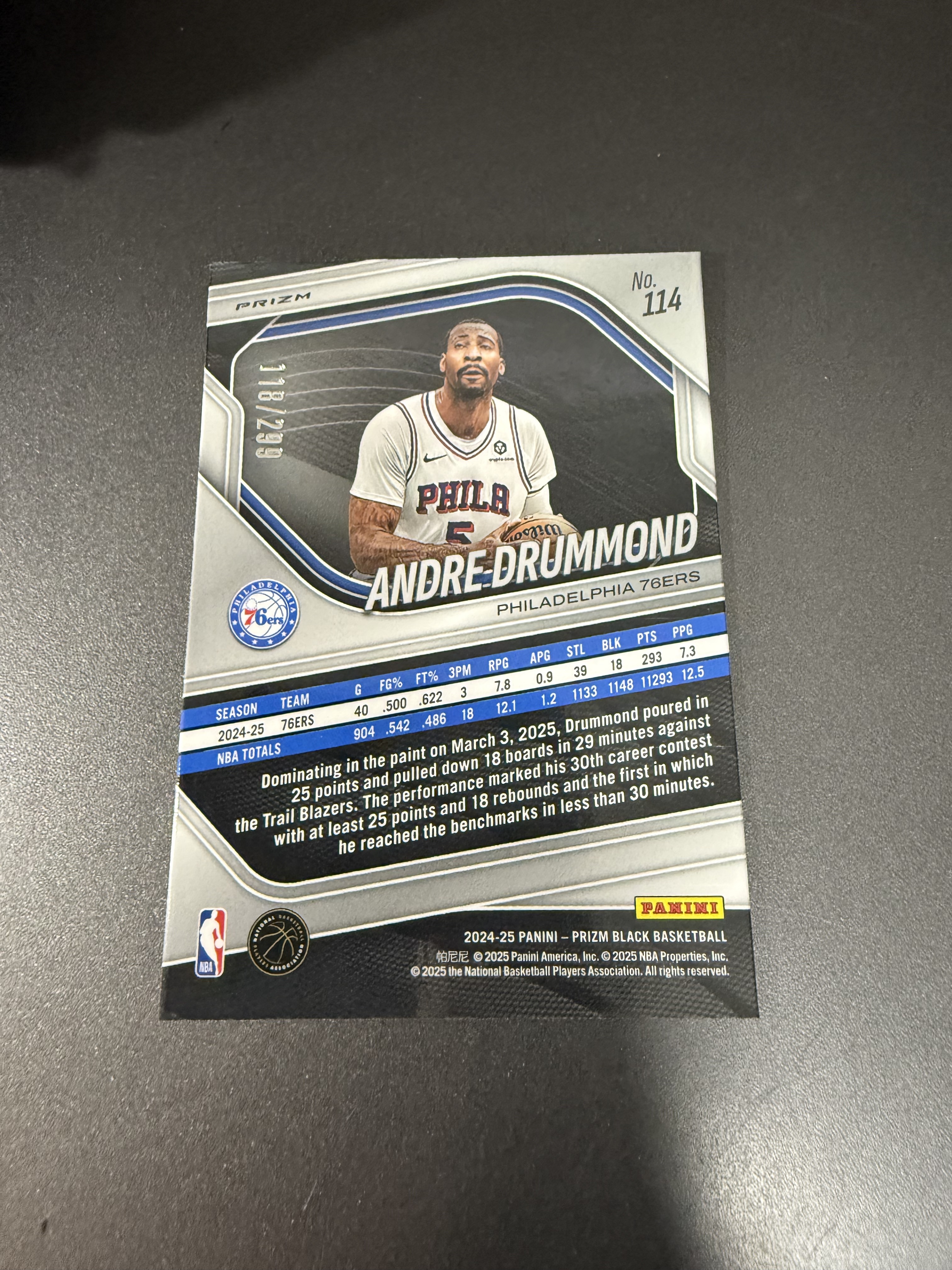 2024-25 Panini Prizm Andre Drummond 安德烈 德拉蒙德 红折 299编 w