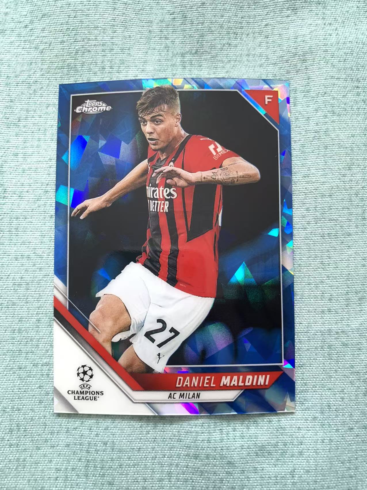 2021-22 Topps Chrome Daniel Maldini 欧冠 蓝宝石 丹尼尔 马尔蒂尼 蓝碎冰折 折射 保罗马尔蒂尼儿子 AC米兰 意大利 青青