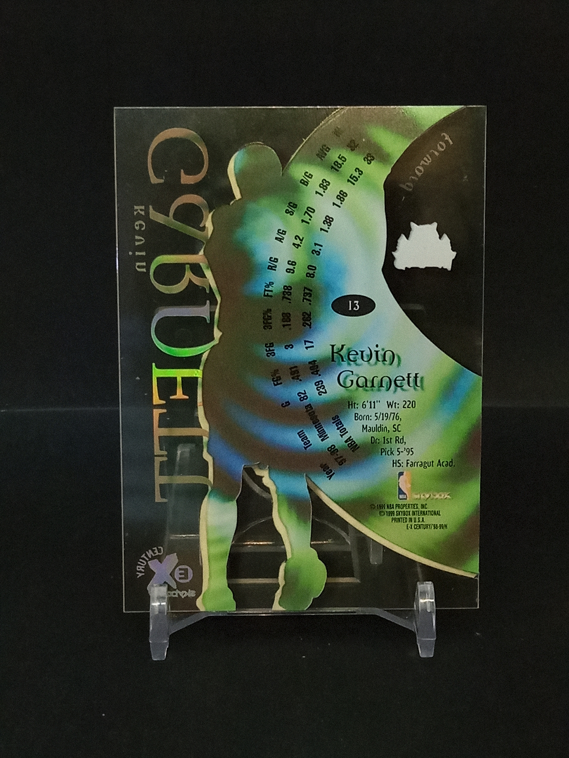 【DC拍卖】9.21CR7 98-99 Skybox EX Century 凯文加内特 Kevin Garnett 森林狼 经典透明胶片卡 #13