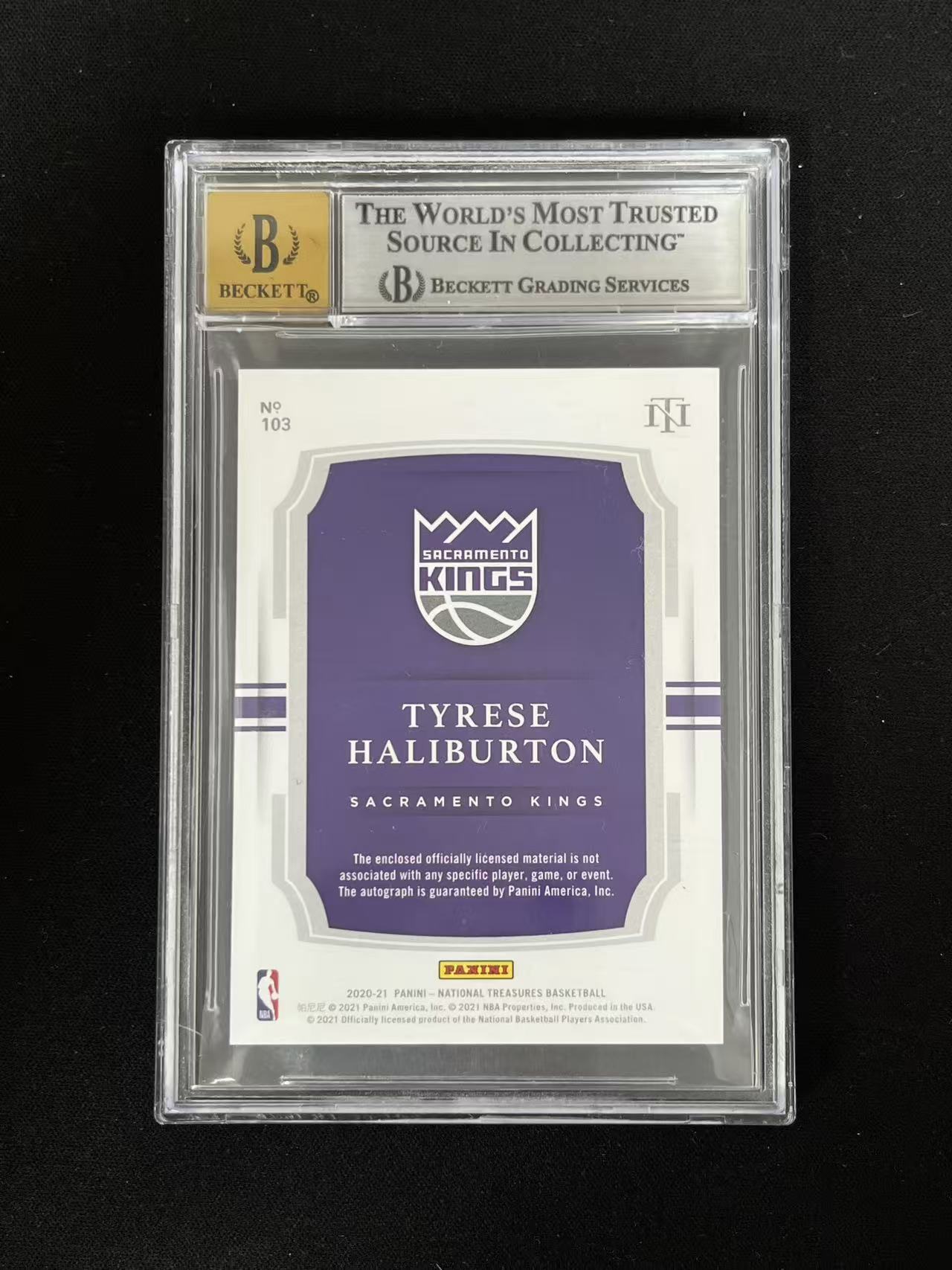 【长安代卖精品】2020-21 Natioanl Treasures 国宝 步行者 新秀RC Tyrese Haliburton 哈里伯顿 哈利伯顿 正新秀Patch签字 金平行 06/10编 暴力切割 BGS9+10分评级【CA91a】