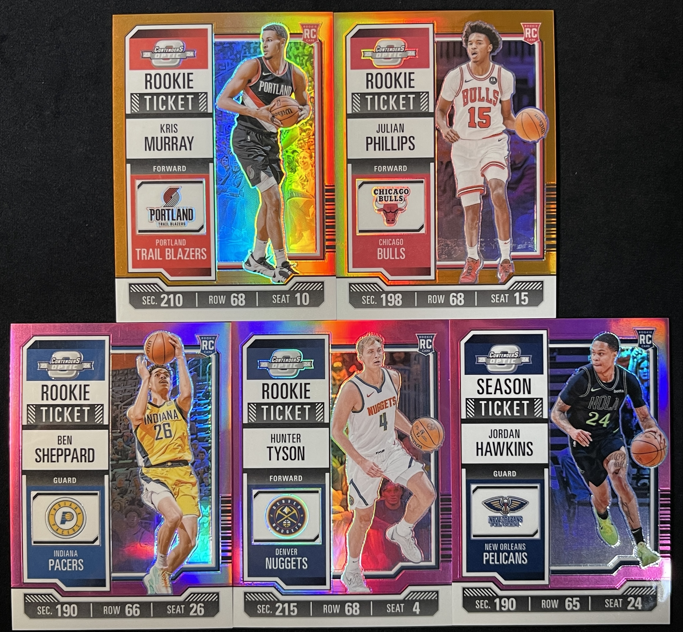 【壹编壹代拍-HHH】Panini Contenders Optic 球票 新秀RC 克里斯 穆雷 菲利普斯 49编 橙折 本 谢泼德 亨特 泰森 乔丹 霍金斯 75编 粉折 折射lot 7不保卡品