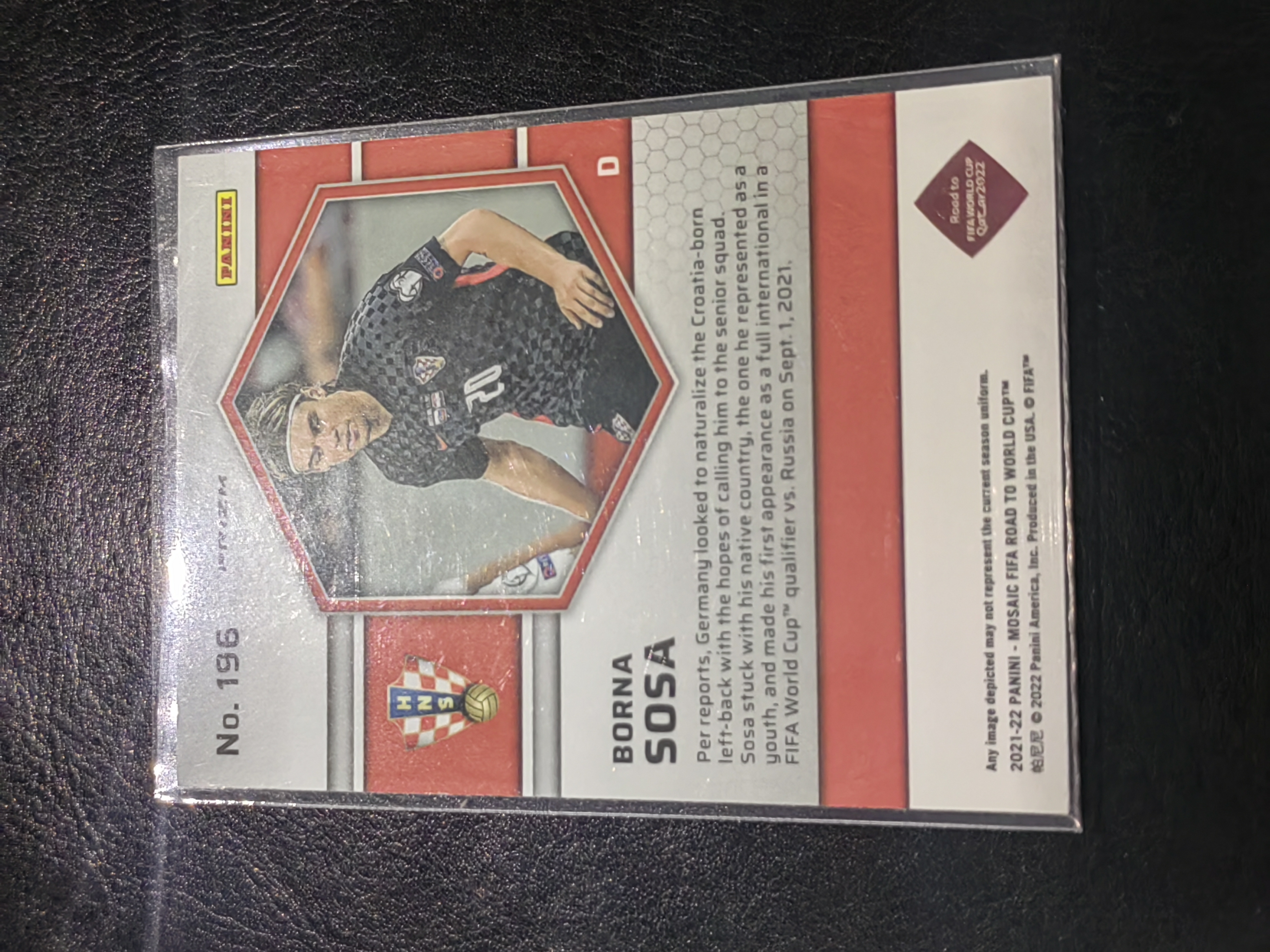 2021-22 Panini Mosaic Borna Sosa RC 马赛克 世界杯 博尔纳·索萨 银折 新秀 萨格勒布迪纳摩 斯图加特 克罗地亚 足 凑套 白边白角 不保卡品 卡品如图