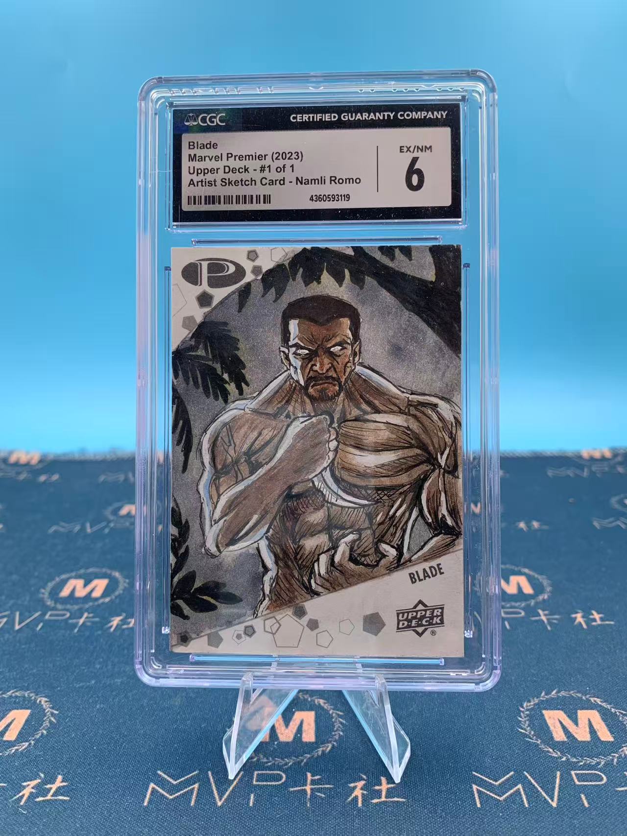 2023 Marvel (MCU) Upper Deck 漫威 Premier 手绘卡 Sketch 【MVP拍卖】 1/1编 ofo 刀锋战士 Blade 画师 Namli Romo 亲笔签名