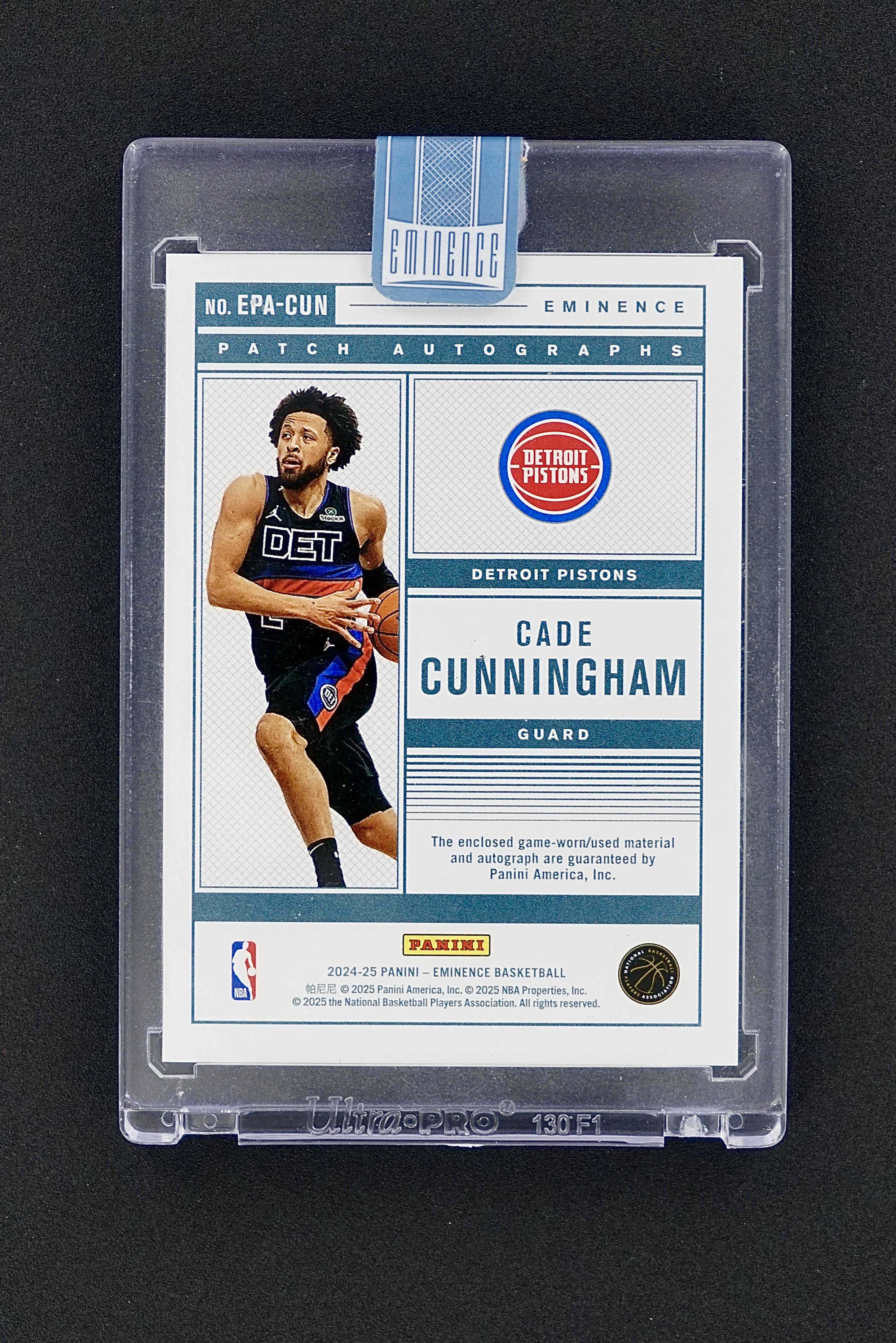 2024-25 Panini Eminence Cade Cunningham CC 坎宁安 康宁汉姆 2/5编 同背 签字 超低编 亲穿落场GU球衣 三色暴力切割 PA 金闪版 活塞 原封砖 包壳