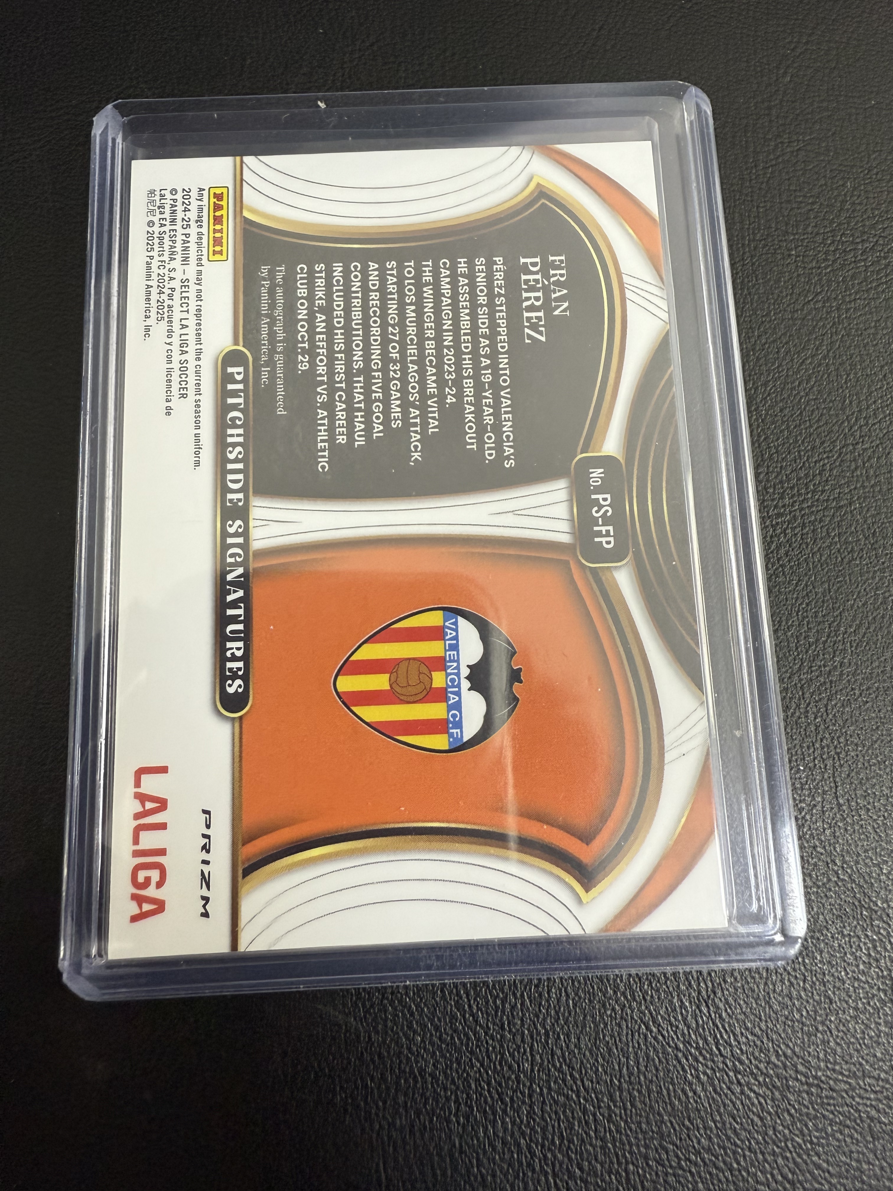 2025 Panini Prizm FRAN PEREZ 弗兰·佩雷斯 瓦伦西亚 西甲 RC新秀 签字 场边签 卡品如图 只合并当日订单【金叔代拍 秦月】