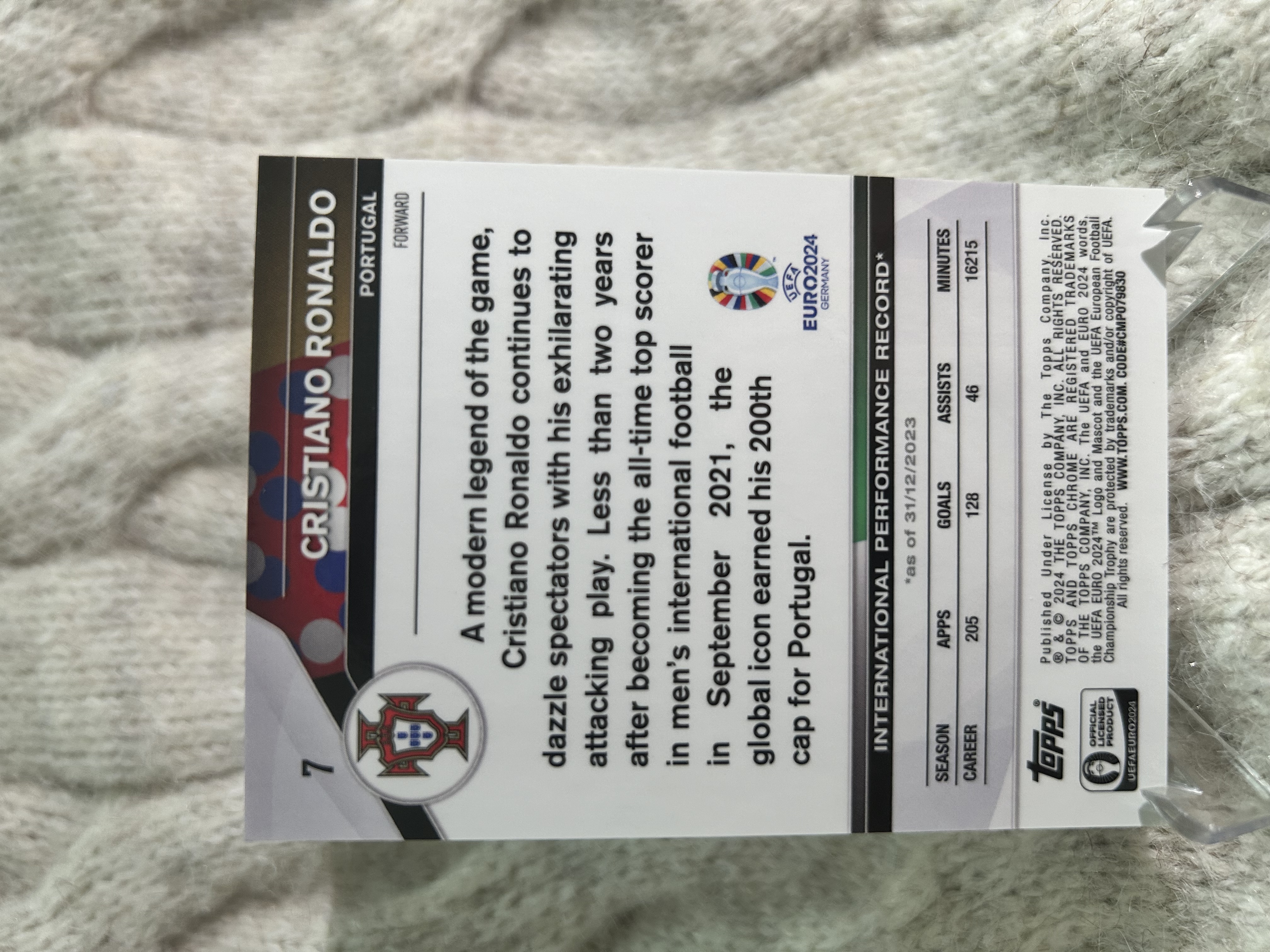 2024 Topps Topps Ohrome Euro Cristiano Ronaldo 欧洲杯 葡萄牙 克里斯蒂亚诺 罗纳尔多 C罗 漫画 英雄变化版 大比例 箱货 银折 收藏必备