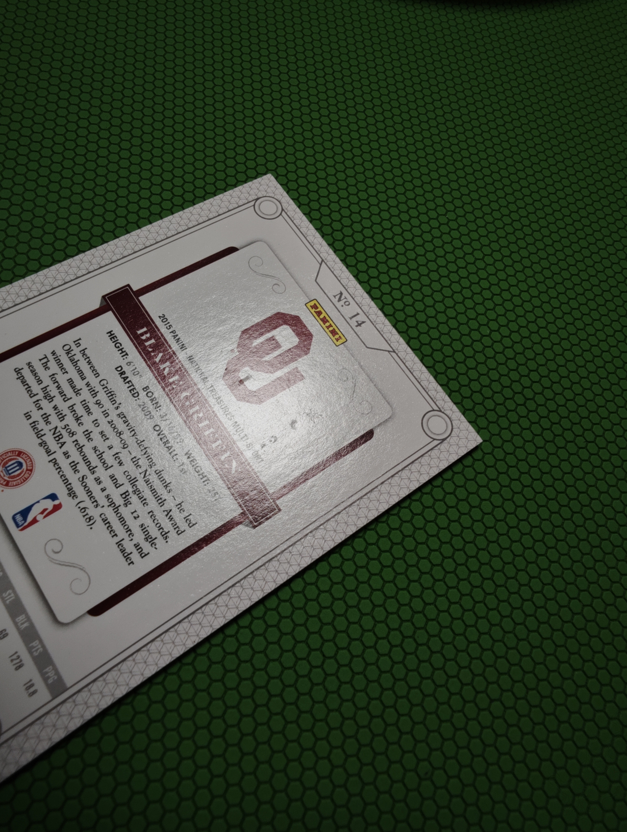 2015 Panini National Treasures Blake Griffin 国宝大学系列 快船 布雷克格里芬 白魔兽 1/1编base 早年湖水蓝 1of1 限量1张 瑕疵如图介意勿拍