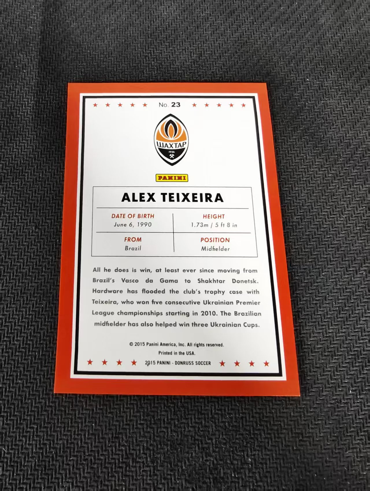 【可合并,不累计】2015 Panini DONRUSS Alex Teixeira 中场特卡 顿涅茨克矿工 特谢拉 巴西 江苏苏宁 杜蕾斯 99编 边角微瑕