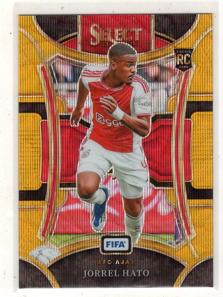 2023-24 Panini Select Jorrel Hato RC 【来拆波卡】select 国际 阿贾克斯 哈托 新秀 金波纹折 10编 卡角瑕疵 jjdk