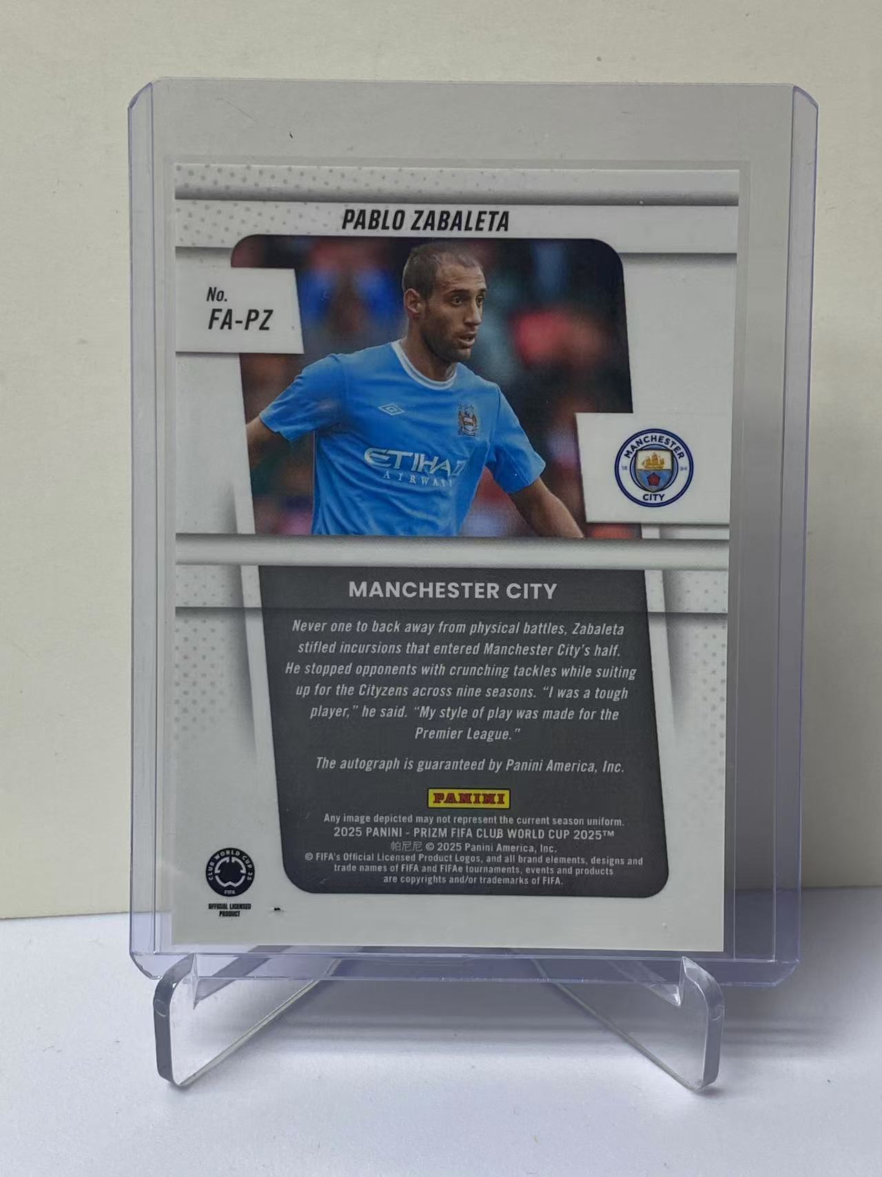 2025 Panini Prizm Pablo Zabaleta 世俱杯PZ 曼城 巴勃罗 萨瓦莱塔 签字 墨迹如图 收藏必备 卡品如图 9527