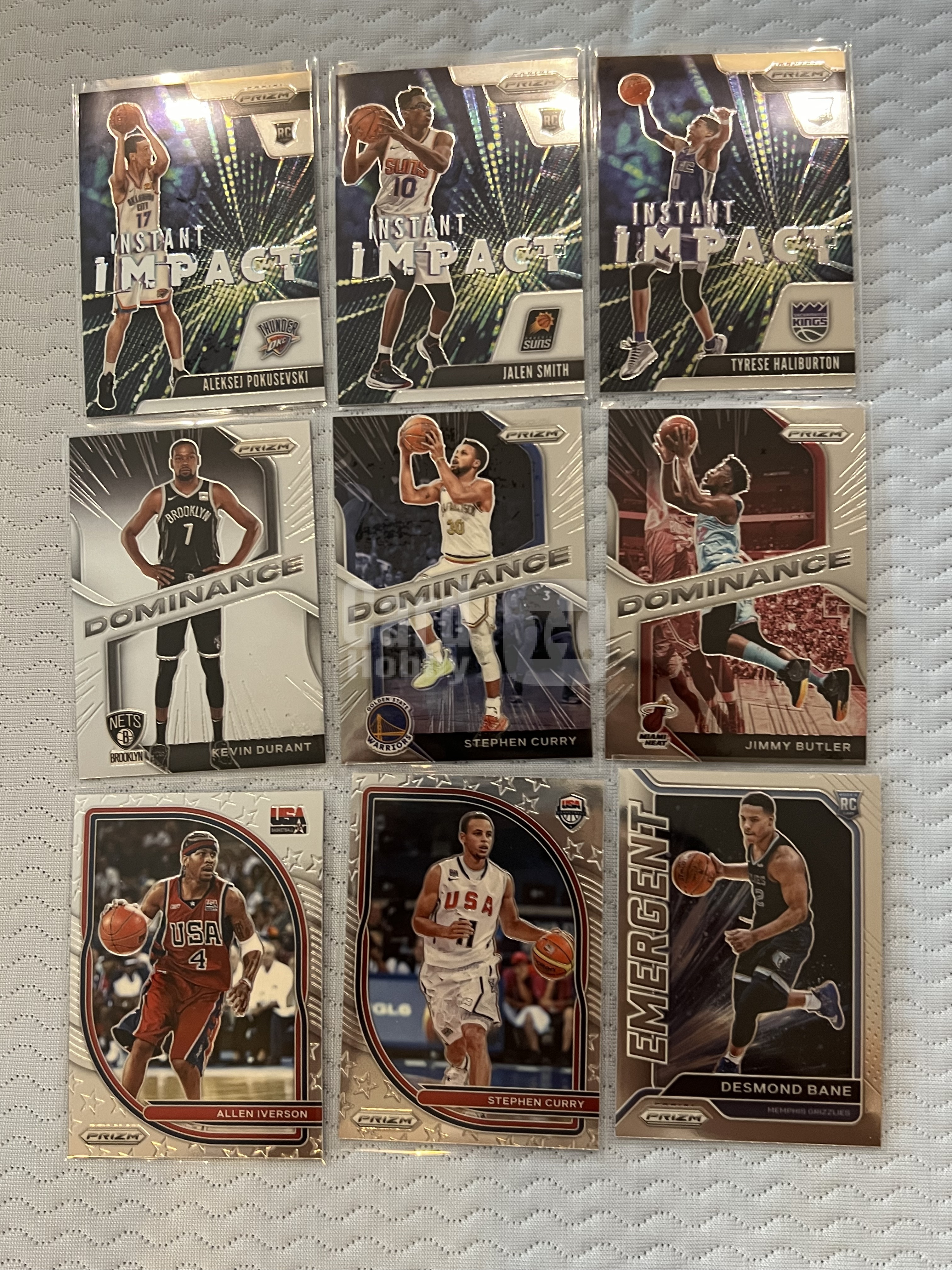 2020-21 Panini prizm 多人 9张 多版本 特卡 打包!!库里 艾佛森 杜兰特 哈利伯顿新秀卡 贝恩新秀卡!!按需购买!!凑套必备!!