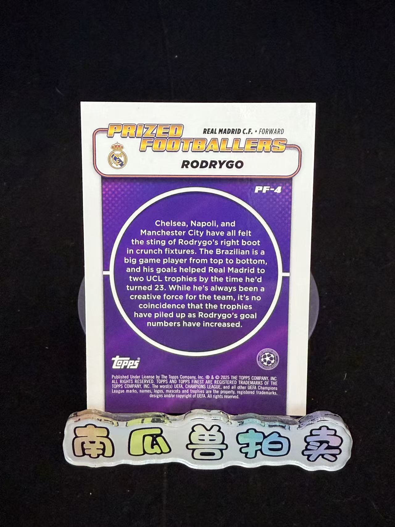 2025 Topps Finest Rodrygo 皇家马德里 罗德里戈 299编 典范球员特卡 折射 不保卡品 南瓜兽Joe11.17
