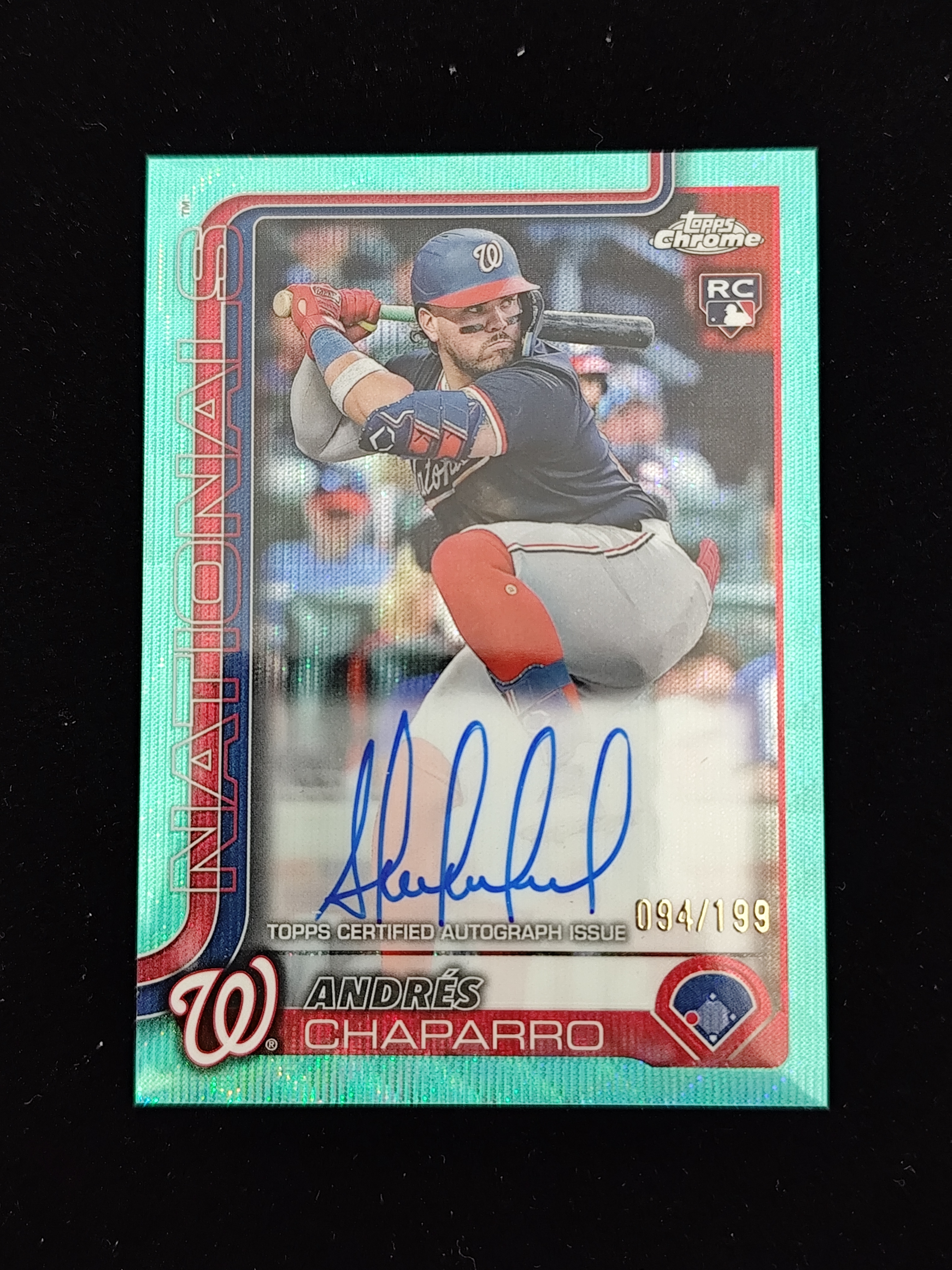 【口袋卡牌】2025 Topps Chrome Andrés Chaparro RC 查帕罗 新秀RC MLB 棒球 华盛顿国民队 青波纹折 折射 卡签 199编 卡品如图 收藏必备 53 VVWW