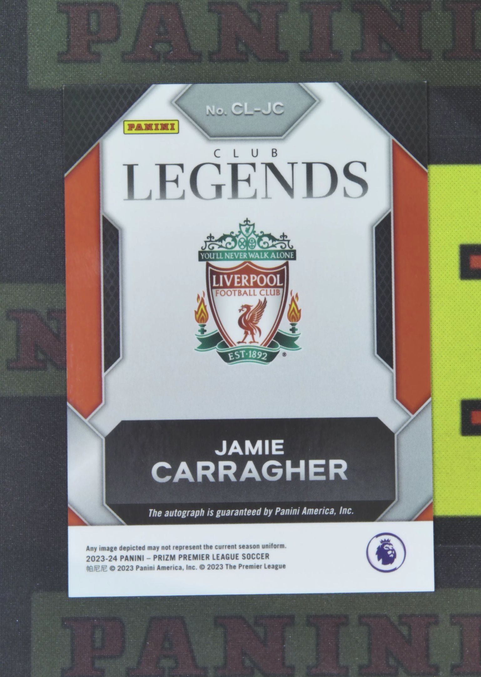 2023-24 Panini Prizm Jamie Carragher Nirvana Project 杰米 卡拉格 利物浦 名宿 签字 英超PZ 卡品如图 收藏必备 zz001