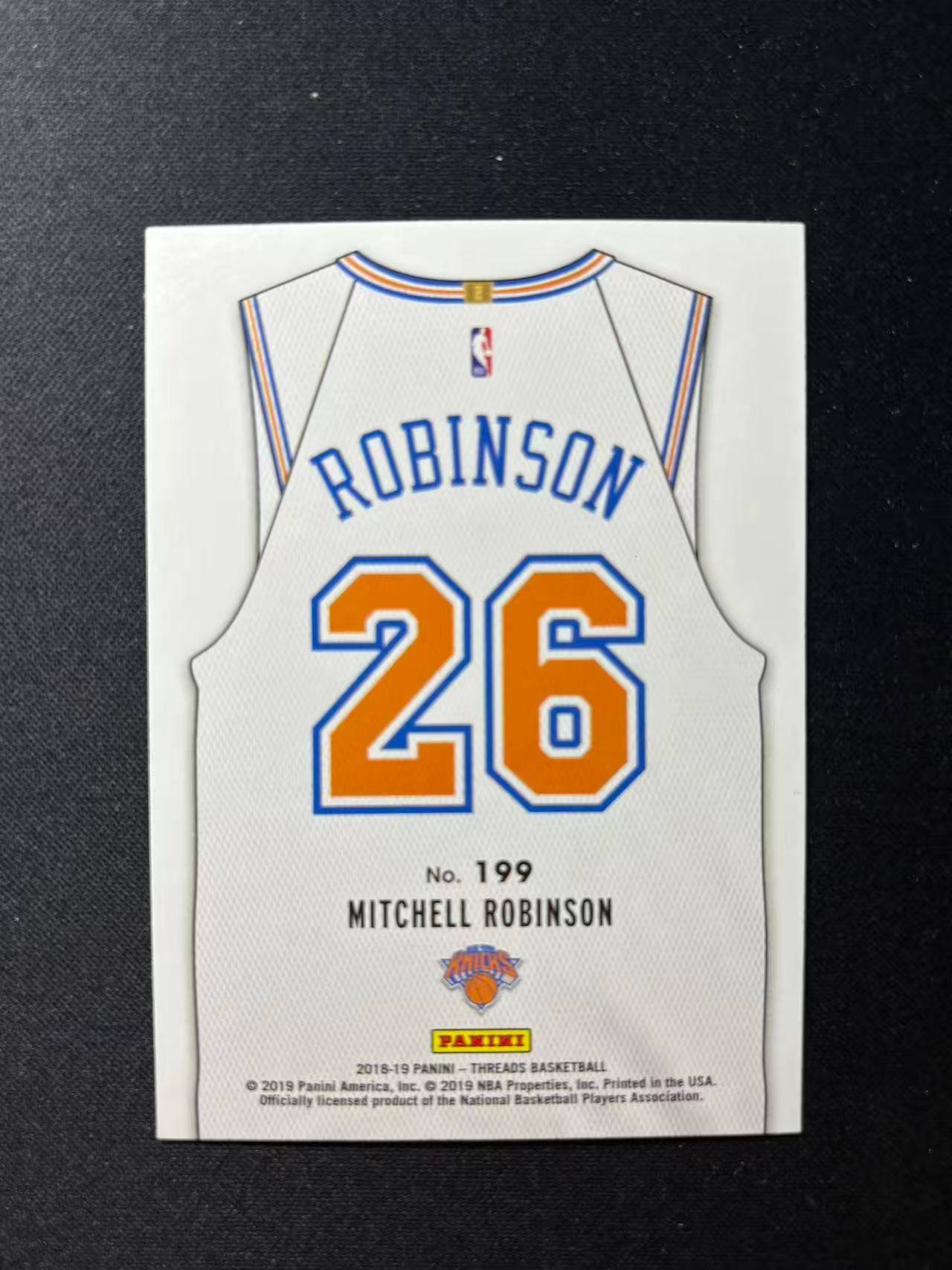 【梦卡拍卖】2018-19 Panini Threads Mitchell Robinson 米切尔 罗宾逊 新秀rc 尼克斯 小背心 细节如图 #DD# A01