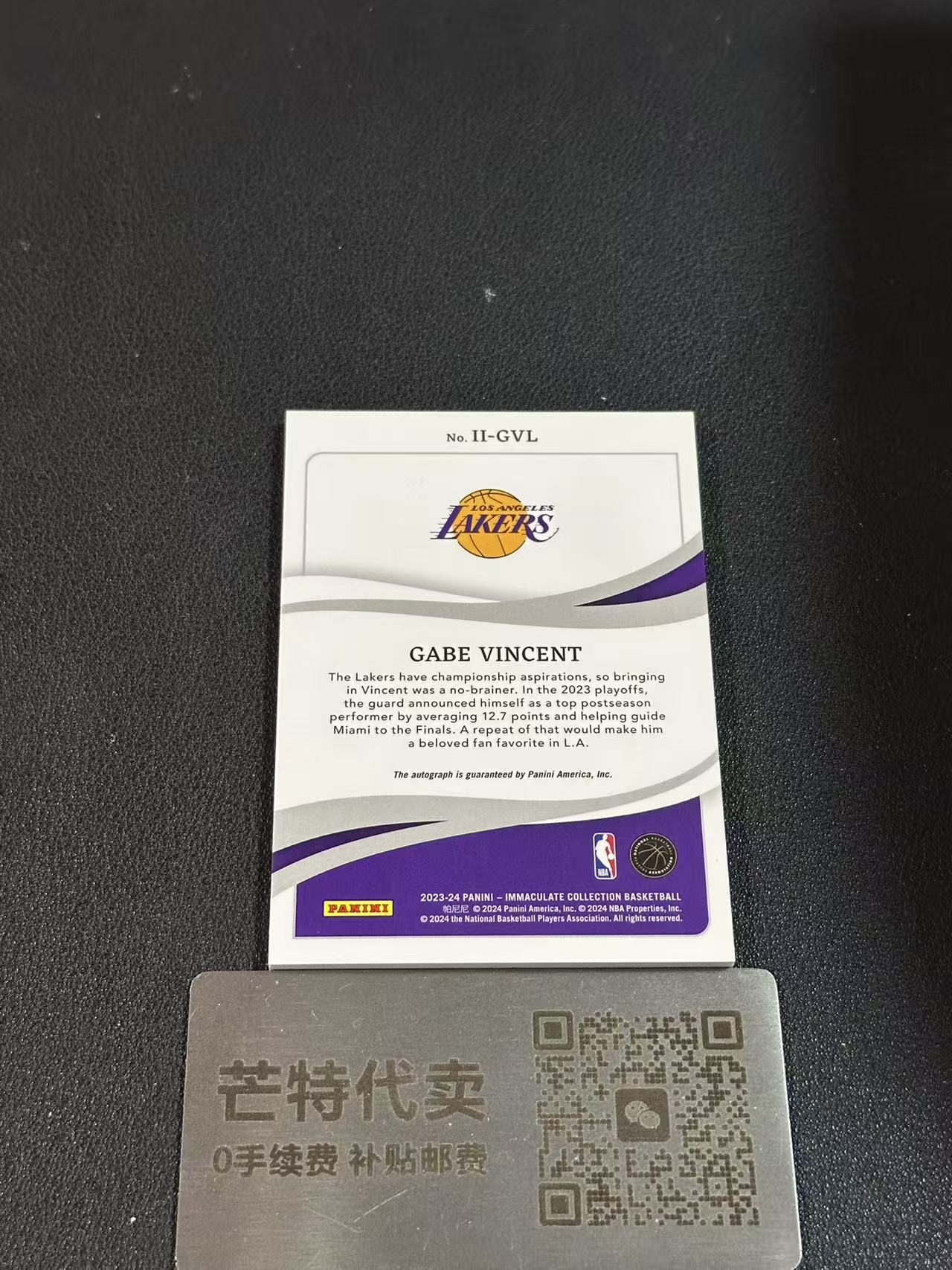 【芒特代卖】Gabe Vincent 文森特 2023-24 Immaculate 爱咪咪 /25编带编限量 签字 签名 卡签 INK签 红平行 湖人队
