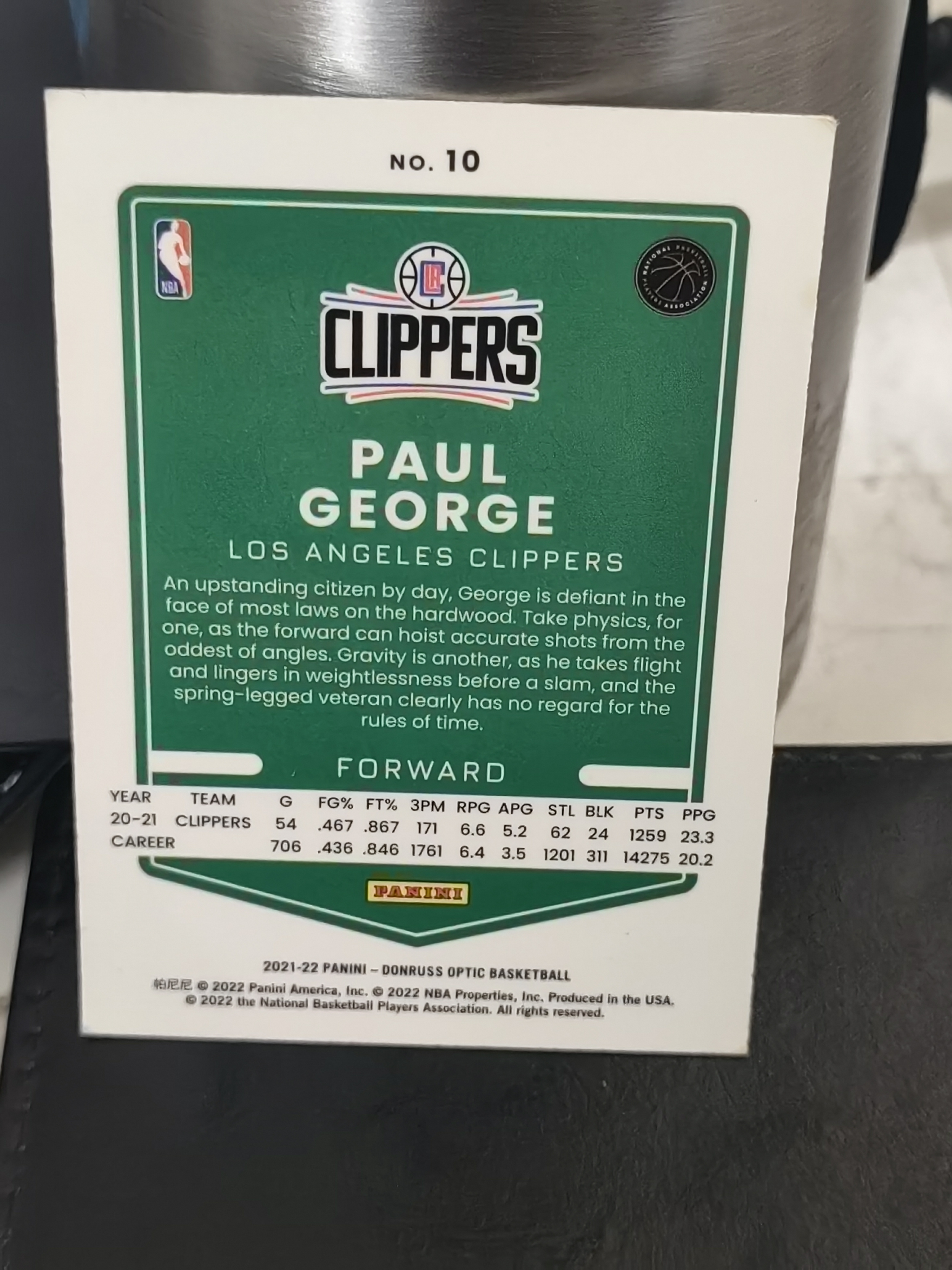 2021-22 Panini Donruss Optic Paul George OP 保罗乔治 快船 篮 白边白角 不保卡品 卡品如图